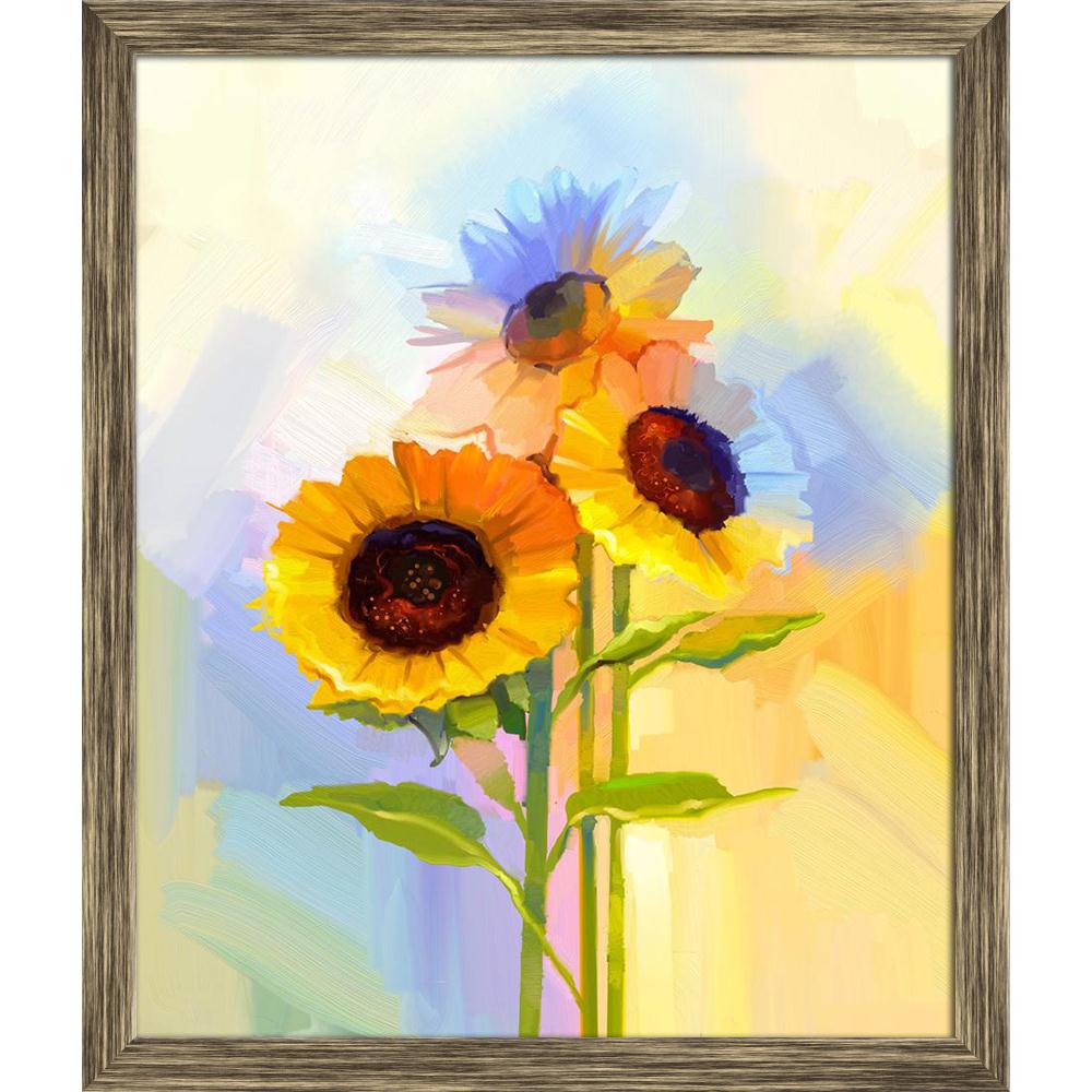 Pitaara Box Yellow Sunflowers With Green Leaves Canvas Painting Synthetic Frame-Paintings Synthetic Framing-PBART47998489AFF_FW_L-Image Code 5005512 Vishnu Image Folio Pvt Ltd, IC 5005512, Pitaara Box, Paintings Synthetic Framing, Floral, Fine Art Reprint, yellow, sunflowers, with, green, leaves, canvas, painting, synthetic, frame, abstract, acrylic, art, artistic, artwork, background, bloom, blossom, blur, bouquet, bright, brush, card, close, closeup, color, colorful, decoration, flora, flower, flowers, fo