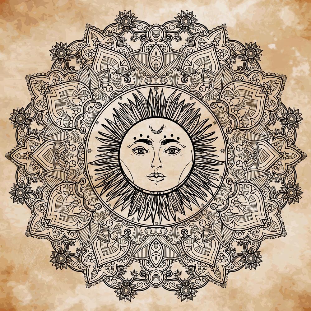 Pitaara Box Sun Mandala Canvas Painting Synthetic Frame-Paintings MDF Framing-PBART48003724AFF_FR_L-Image Code 5005514 Vishnu Image Folio Pvt Ltd, IC 5005514, Pitaara Box, Paintings MDF Framing, Religious, Traditional, Digital Art, sun, mandala, canvas, painting, synthetic, frame, round, ornament, pattern, vintage, decorative, vector, elements, isolated, hand, drawn, background, framed canvas print, wall painting for living room with frame, canvas painting for living room, artzfolio, poster, framed canvas p