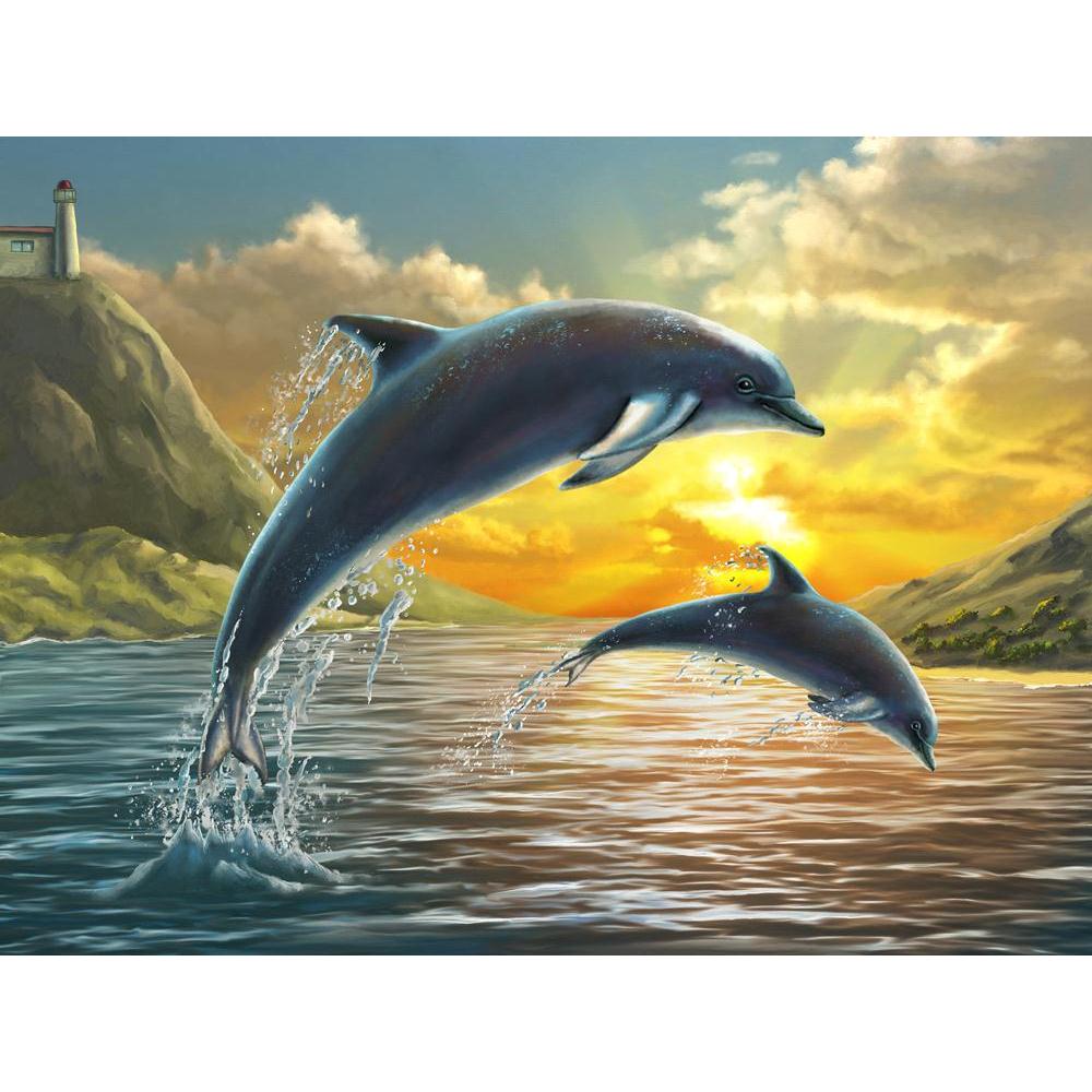 Pitaara Box Dolphins Jumping Out Of Sea Canvas Painting Synthetic Frame-Paintings MDF Framing-PBART50824427AFF_FR_L-Image Code 5005577 Vishnu Image Folio Pvt Ltd, IC 5005577, Pitaara Box, Paintings MDF Framing, Animals, Kids, Digital Art, dolphins, jumping, out, of, sea, canvas, painting, synthetic, frame, two, beautiful, sunset, digital, action, animal, background, beauty, blue, bottlenose, bright, clouds, colorful, diving, dolphin, fish, floating, freedom, illustration, landscape, life, light, mammal, mar
