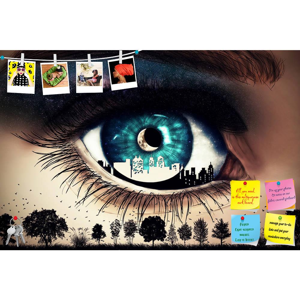 ArtzFolio Blue Woman Eye With City Inside Looking At Nature Printed Bulletin Board Notice Pin Board Soft Board | Frameless-Bulletin Boards Frameless-AZSAO52179834BLB_FL_L-Image Code 5005613 Vishnu Image Folio Pvt Ltd, IC 5005613, ArtzFolio, Bulletin Boards Frameless, Surrealism, Digital Art, blue, woman, eye, with, city, inside, looking, at, nature, printed, bulletin, board, notice, pin, soft, frameless, human, bright, pupil, universe, moon, stars, night, sky, silhouette, town, urban, rural, skyscrapers, tr