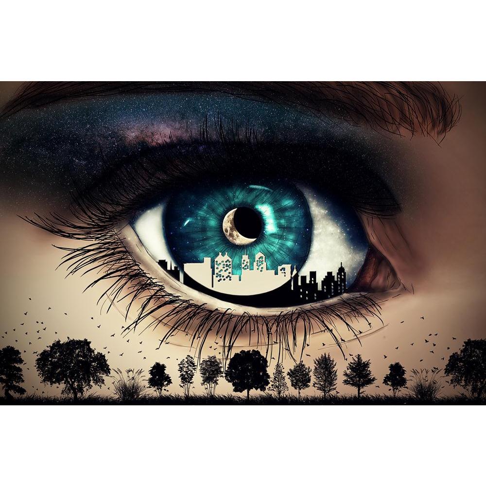 Blue Woman Eye With City Inside Looking At Nature Canvas Painting Synthetic Frame-Paintings MDF Framing-AFF_FR-IC 5005613 IC 5005613, Abstract Expressionism, Abstracts, Birds, Black and White, Cities, City Views, Illustrations, Nature, Rural, Scenic, Semi Abstract, Stars, Urban, White, blue, woman, eye, with, city, inside, looking, at, canvas, painting, synthetic, frame, eyes, new, moon, face, silhouette, abstract, attractive, beautiful, beauty, bright, closeup, cosmetic, cosmic, emotion, eyeball, eyebrow, 