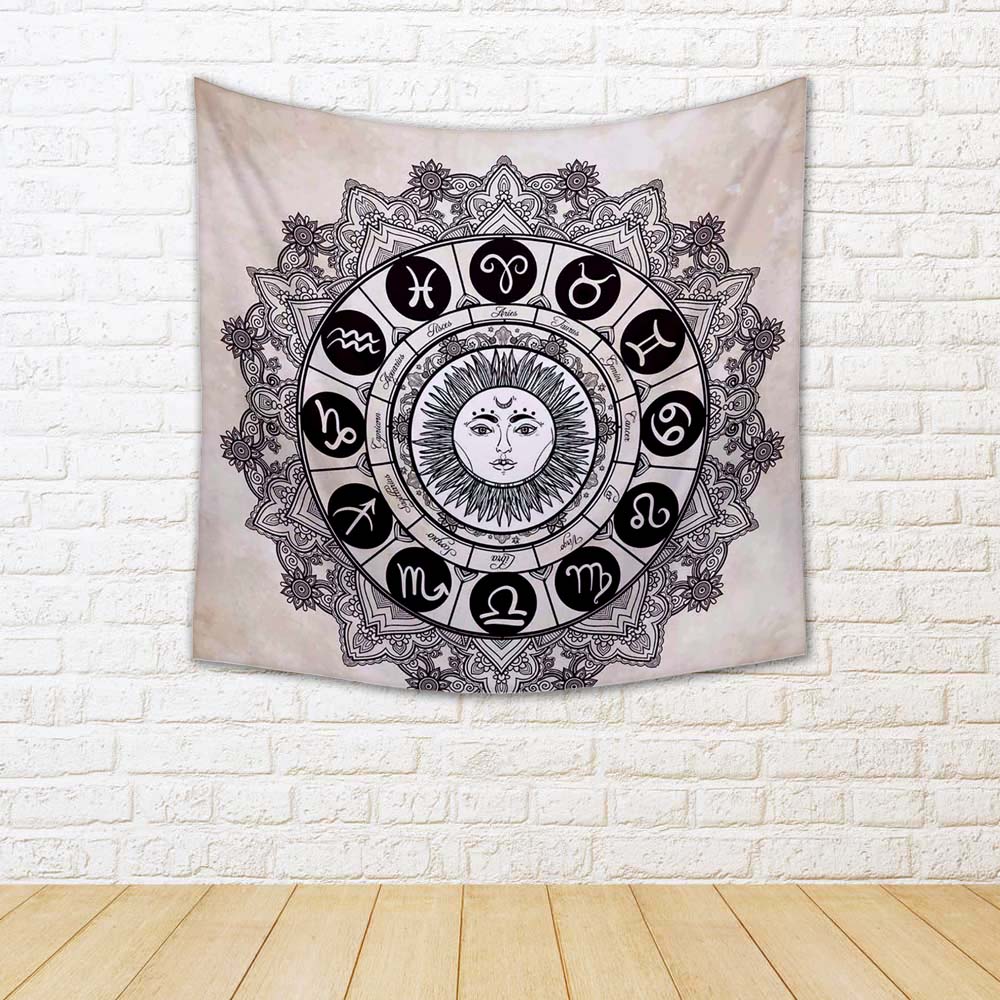ArtzFolio Zodiac Set With Sun In The Middle Fabric Tapestry Wall Hanging-Tapestries-AZART52745388TAP_L-Image Code 5005624 Vishnu Image Folio Pvt Ltd, IC 5005624, ArtzFolio, Tapestries, Religious, Traditional, Digital Art, zodiac, set, with, sun, in, the, middle, fabric, tapestry, wall, hanging, hand, drawn, romantic, beautiful, line, art, vector, illustration, isolated, ethnic, design, mystic, horoscope, symbol, your, use, ideal, tattoo, coloring, books, room tapestry, hanging tapestry, huge tapestry, amazo