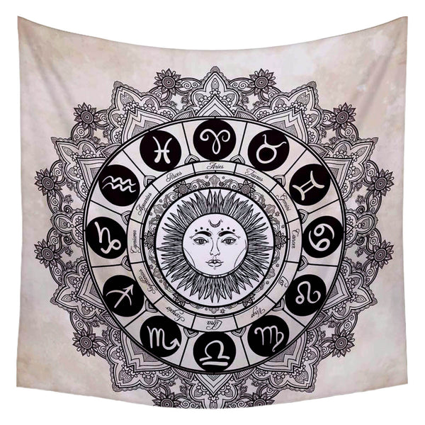 ArtzFolio Zodiac Set With Sun In The Middle Fabric Tapestry Wall Hanging-Tapestries-AZART52745388TAP_L-Image Code 5005624 Vishnu Image Folio Pvt Ltd, IC 5005624, ArtzFolio, Tapestries, Religious, Traditional, Digital Art, zodiac, set, with, sun, in, the, middle, canvas, fabric, painting, tapestry, wall, art, hanging, hand, drawn, romantic, beautiful, line, vector, illustration, isolated, ethnic, design, mystic, horoscope, symbol, your, use, ideal, tattoo, coloring, books, room tapestry, hanging tapestry, hu