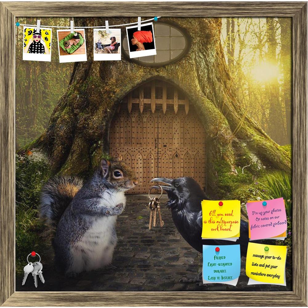 ArtzFolio Housewarming Illustration Of A Fictional Situation Printed Bulletin Board Notice Pin Board Soft Board | Framed-Bulletin Boards Framed-AZSAO52776864BLB_FR_L-Image Code 5005626 Vishnu Image Folio Pvt Ltd, IC 5005626, ArtzFolio, Bulletin Boards Framed, Birds, Fantasy, Digital Art, housewarming, illustration, of, a, fictional, situation, printed, bulletin, board, notice, pin, soft, framed, form, collage, photos, house, structure, keys, squirrel, raven, interaction, transfer, delivery, joy, gratitude, 
