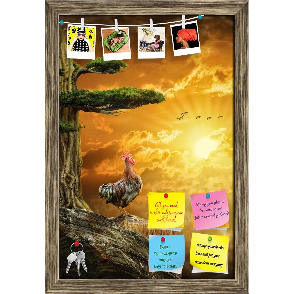 ArtzFolio Cockerel Meets Dawn Printed Bulletin Board Notice Pin Board Soft Board | Framed-Bulletin Boards Framed-AZSAO52776871BLB_FR_L-Image Code 5005627 Vishnu Image Folio Pvt Ltd, IC 5005627, ArtzFolio, Bulletin Boards Framed, Birds, Fantasy, Photography, cockerel, meets, dawn, printed, bulletin, board, notice, pin, soft, framed, illustration, fictional, situation, form, collage, photos, bird, screaming, sings, sun, clouds, morning, joy, hope, sunrise, mountains, rock, wood, old, stone, tradition, waiting