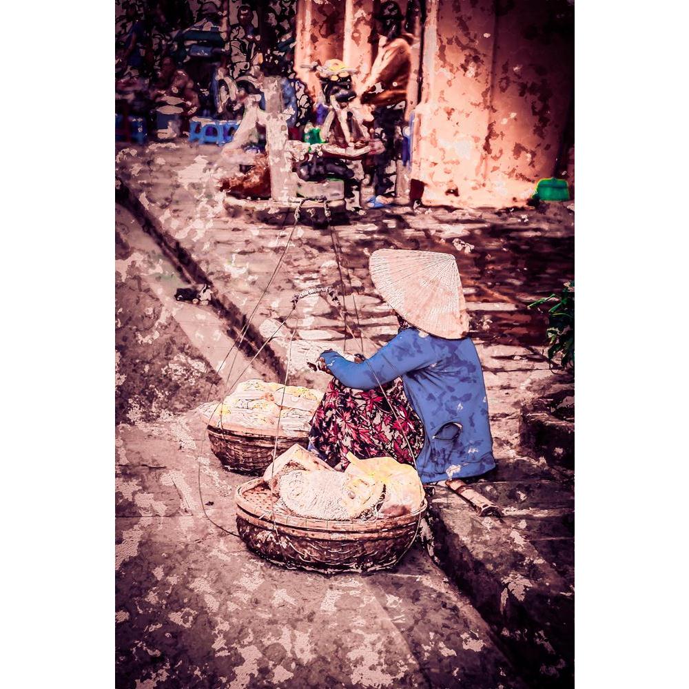 Street Vendors In Hoi An, Vietnam Canvas Painting Synthetic Frame-Paintings MDF Framing-AFF_FR-IC 5005684 IC 5005684, Asian, Chinese, Cities, City Views, Cuisine, Culture, Ethnic, Food, Food and Beverage, Food and Drink, Fruit and Vegetable, Fruits, Modern Art, People, Traditional, Tribal, Urban, Vegetables, Vietnamese, World Culture, Metallic, street, vendors, in, hoi, an, vietnam, canvas, painting, synthetic, frame, asia, banana, basket, burden, carry, city, classic, conical, cultural, deliver, female, fr