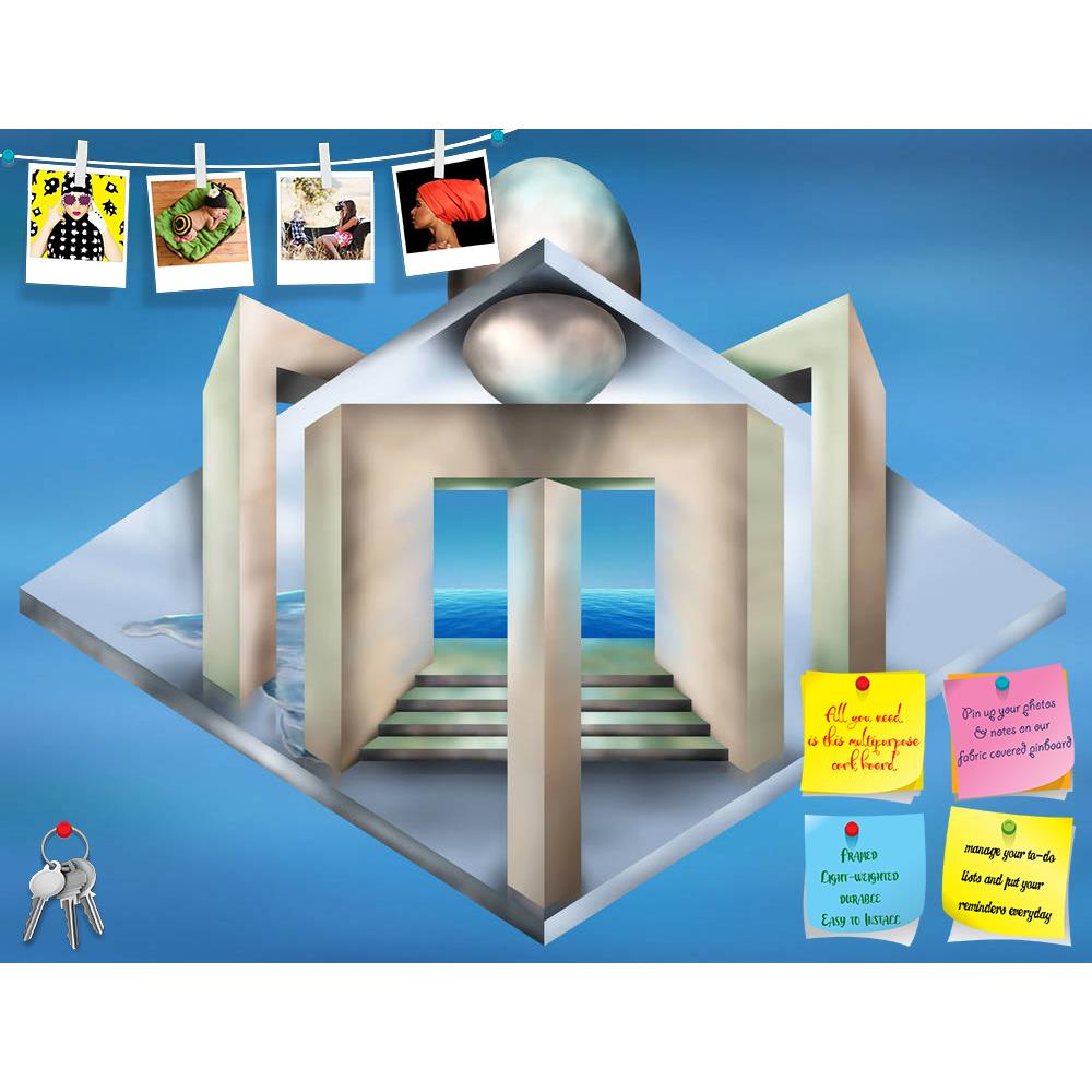ArtzFolio Illustration Of An Art Deco Construct Printed Bulletin Board Notice Pin Board Soft Board | Frameless-Bulletin Boards Frameless-AZ5005704BLB_FL_RF_R-0-Image Code 5005704 Vishnu Image Folio Pvt Ltd, IC 5005704, ArtzFolio, Bulletin Boards Frameless, Abstract, Surrealism, Digital Art, illustration, of, an, art, deco, construct, printed, bulletin, board, notice, pin, soft, frameless, surreal, painting, blue, sea, view, impossible, geometric, stairs, puzzle, perspective, distorted, morph, pillars, water