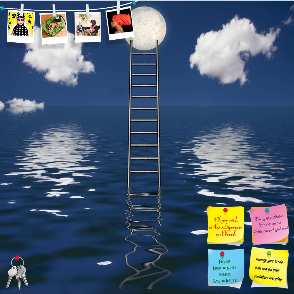 ArtzFolio Ladder Rises Out Of Body Of Water Printed Bulletin Board Notice Pin Board Soft Board | Frameless-Bulletin Boards Frameless-AZ5005711BLB_FL_RF_R-0-Image Code 5005711 Vishnu Image Folio Pvt Ltd, IC 5005711, ArtzFolio, Bulletin Boards Frameless, Conceptual, Digital Art, ladder, rises, out, of, body, water, printed, bulletin, board, notice, pin, soft, frameless, success, up, concept, sky, business, white, fluffy, climb, clouds, tall, high, metal, outdoors, blue, shiny, opportunity, rungs, heaven, goal