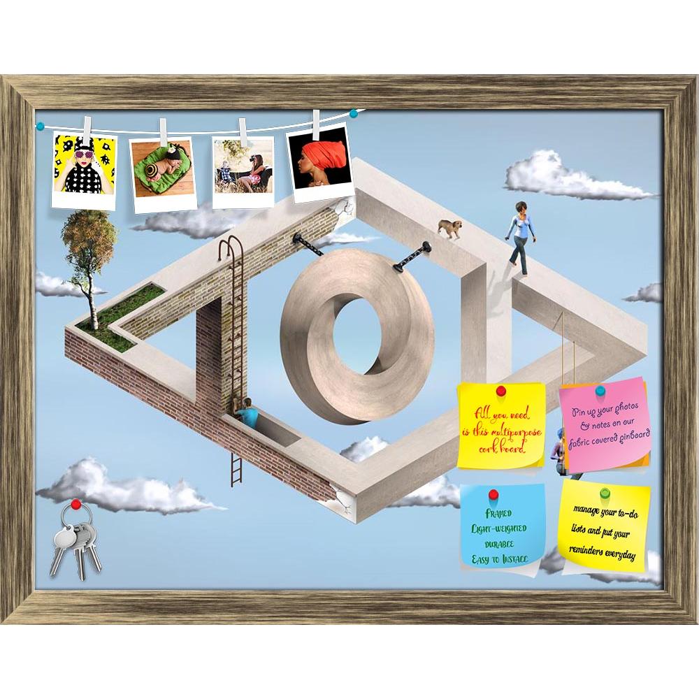 ArtzFolio Impossible Architectural Structure Printed Bulletin Board Notice Pin Board Soft Board | Framed-Bulletin Boards Framed-AZ5005719BLB_FR_RF_R-0-Image Code 5005719 Vishnu Image Folio Pvt Ltd, IC 5005719, ArtzFolio, Bulletin Boards Framed, Abstract, Surrealism, Digital Art, impossible, architectural, structure, printed, bulletin, board, notice, pin, soft, framed, architecture, dreamscape, surreal, building, walkway, sky, clouds, swing, ladder, climb, balance, construction, extraordinary, illusion, bric