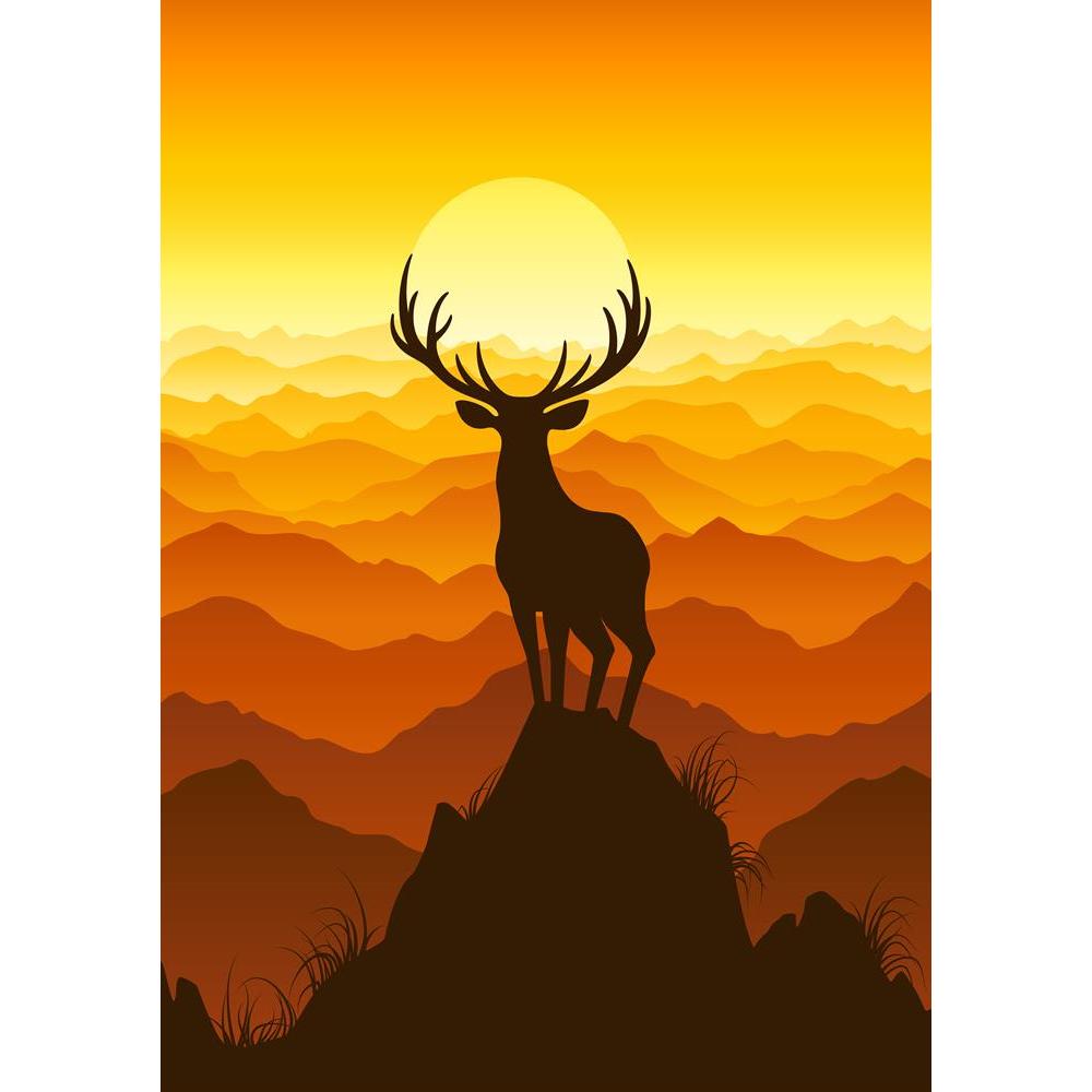 ArtzFolio Deer at Sunset Unframed Premium Canvas Painting