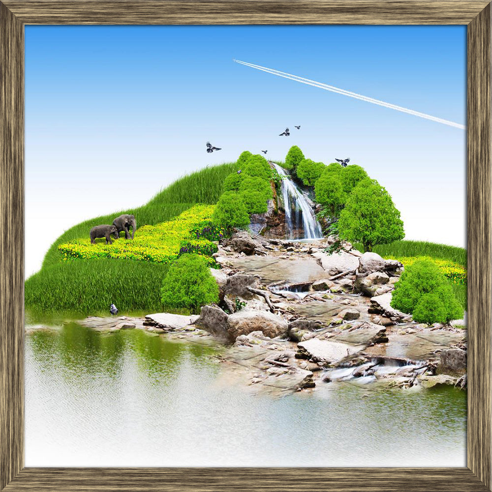ArtzFolio Island With Vegetation A Waterfall Canvas Painting-Paintings Wooden Framing-AZ5005824ART_FR_RF_R-0-Image Code 5005824 Vishnu Image Folio Pvt Ltd, IC 5005824, ArtzFolio, Paintings Wooden Framing, Conceptual, Landscapes, Digital Art, island, with, vegetation, a, waterfall, canvas, painting, framed, print, wall, for, living, room, frame, poster, pitaara, box, large, size, drawing, art, split, big, office, reception, photography, of, kids, panel, designer, decorative, amazonbasics, reprint, small, bed