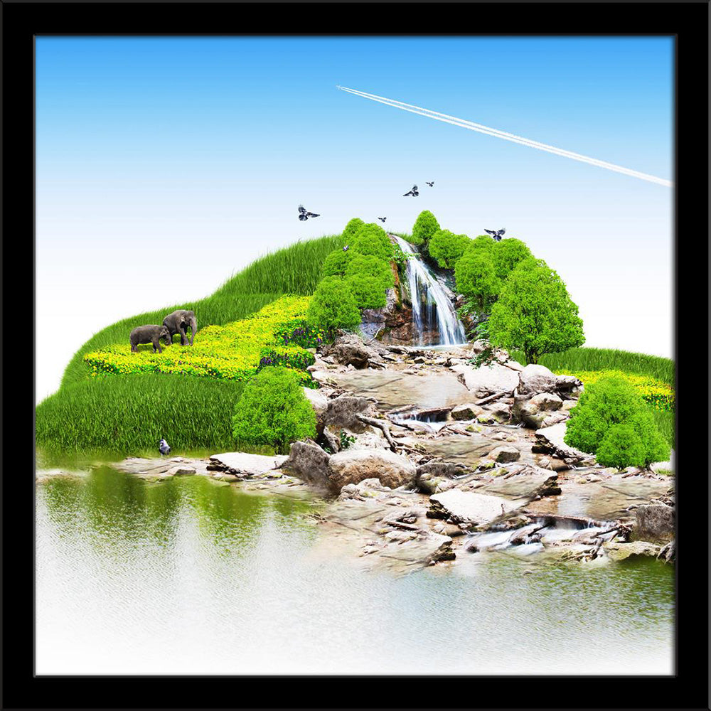 Island With Vegetation & A Waterfall Painting Poster Frame-Regular Art Framed-REG_FR-IC 5005824 IC 5005824, Astronomy, Automobiles, Birds, Cosmology, Countries, Illustrations, Landscapes, Nature, Nautical, Scenic, Seasons, Signs, Signs and Symbols, Space, Symbols, Transportation, Travel, Vehicles, island, with, vegetation, a, waterfall, painting, poster, frame, air, airplane, atmosphere, beach, coast, coastline, concept, conservation, country, day, design, earth, ecology, elephant, energy, environment, envi
