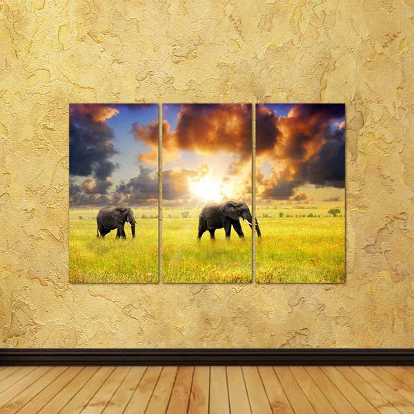ArtzFolio African Elephants In The Savannah, Tanzania, Africa Split Art Painting Panel on Sunboard-Split Art Panels-AZ5005837SPL_FR_RF_R-0-Image Code 5005837 Vishnu Image Folio Pvt Ltd, IC 5005837, ArtzFolio, Split Art Panels, Animals, Photography, african, elephants, in, the, savannah, tanzania, africa, split, art, painting, panel, on, sunboard, framed, canvas, print, wall, for, living, room, with, frame, poster, pitaara, box, large, size, drawing, big, office, reception, of, kids, designer, decorative, am