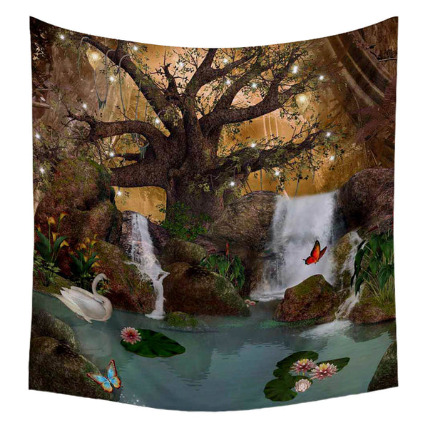 ArtzFolio Lake In The Middle Of The Forest Fabric Tapestry Wall Hanging-Tapestries-AZ5005841TAP_RF_R-0-Image Code 5005841 Vishnu Image Folio Pvt Ltd, IC 5005841, ArtzFolio, Tapestries, Conceptual, Landscapes, Digital Art, lake, in, the, middle, of, forest, canvas, fabric, painting, tapestry, wall, art, hanging, oak, swan, tree, bird, pond, moss, wood, mere, wild, tale, river, rocks, magic, calla, place, float, scene, fairy, water, lagoon, plants, secret, nature, exotic, animal, lights, outdoor, flowers, sce