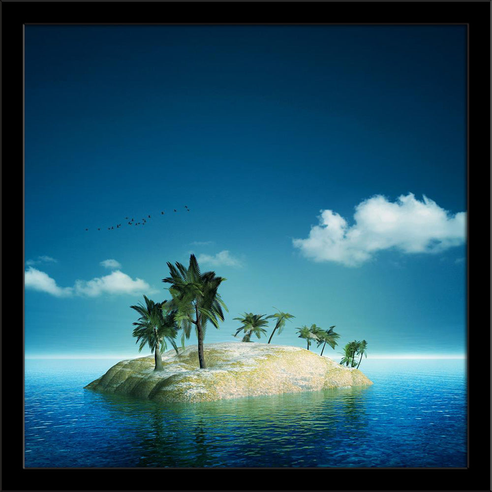 Abstract Sea & Ocean Backgrounds On The Island Painting Poster Frame - Regular Art Framed - ArtzFolio.com