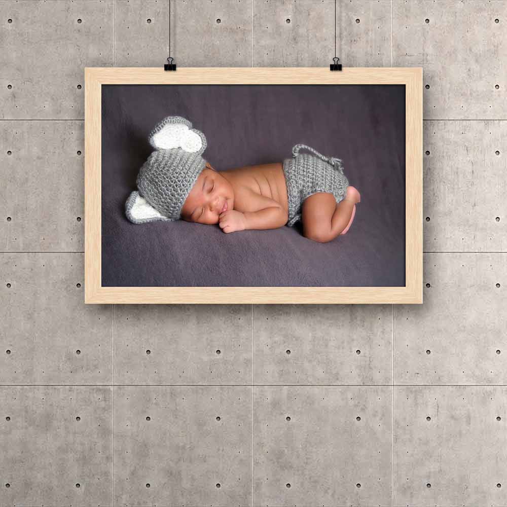 ArtzFolio Smiling Newborn Baby Boy Sleeping Canvas Painting