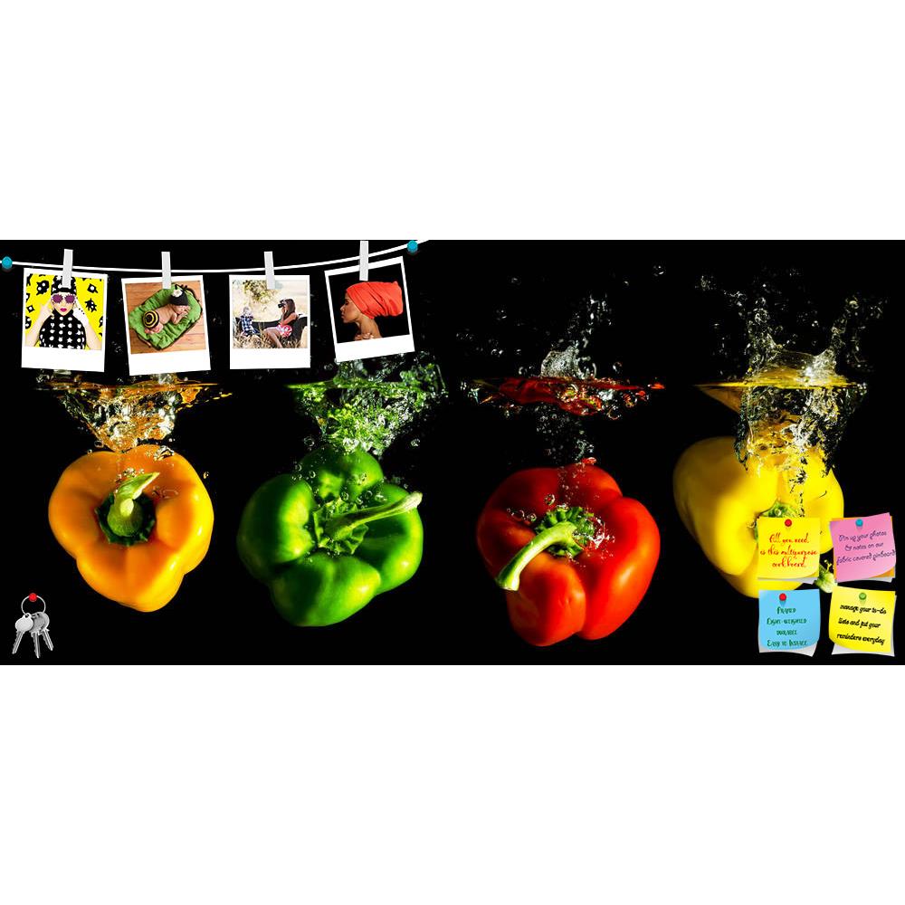 ArtzFolio Coloured Paprika Falling into Water Printed Bulletin Board Notice Pin Board Soft Board | Frameless-Bulletin Boards Frameless-AZ5005944BLB_FL_RF_R-0-Image Code 5005944 Vishnu Image Folio Pvt Ltd, IC 5005944, ArtzFolio, Bulletin Boards Frameless, Food & Beverage, Photography, coloured, paprika, falling, into, water, printed, bulletin, board, notice, pin, soft, frameless, peppers, vegetables, yellow, red, green, black, four, background, fall, handle, fruit, food, panorama, vegetarian, kitchen, bubble