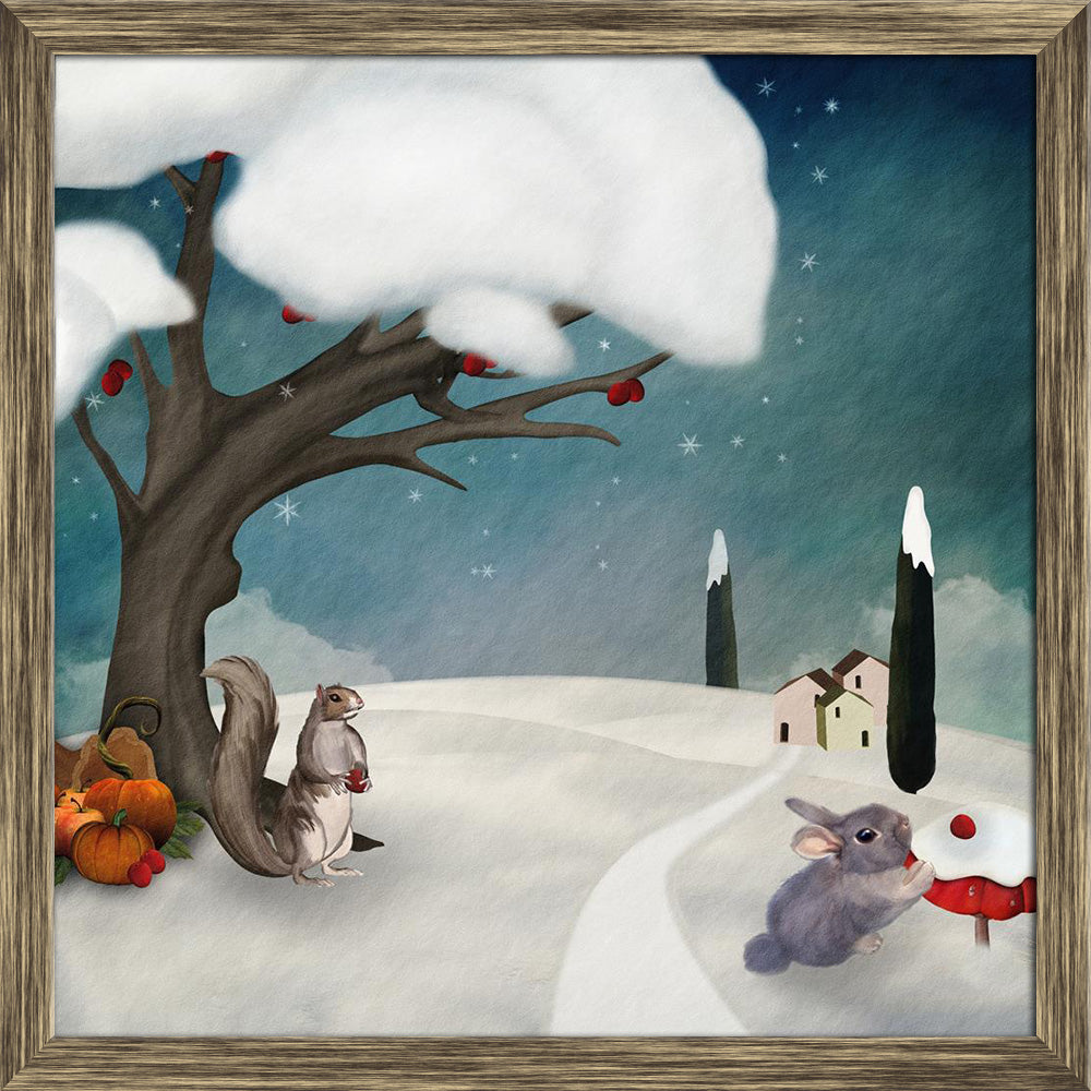 ArtzFolio Winter Animals Canvas Painting-Paintings Wooden Framing-AZ5005978ART_FR_RF_R-0-Image Code 5005978 Vishnu Image Folio Pvt Ltd, IC 5005978, ArtzFolio, Paintings Wooden Framing, Conceptual, Kids, Digital Art, winter, animals, canvas, painting, framed, print, wall, for, living, room, with, frame, poster, pitaara, box, large, size, drawing, art, split, big, office, reception, photography, of, panel, designer, decorative, amazonbasics, reprint, small, bedroom, on, scenery, sky, pet, hill, tree, cold, to
