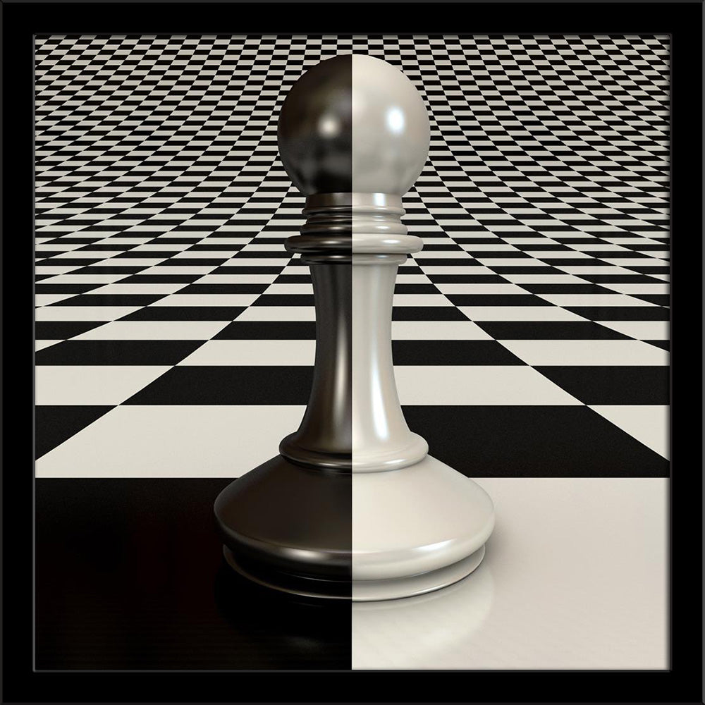 Black & White Pawn On Chessboard Painting Poster Frame-Regular Art Framed-REG_FR-IC 5005979 IC 5005979, 3D, Abstract Expressionism, Abstracts, Art and Paintings, Black, Black and White, Decorative, Entertainment, Geometric, Geometric Abstraction, Illustrations, Modern Art, Patterns, Semi Abstract, Sports, White, pawn, on, chessboard, painting, poster, frame, illusion, abstract, art, background, battle, board, challenge, chess, choice, competition, concepts, conflict, conquering, decisions, fortune, fractal,