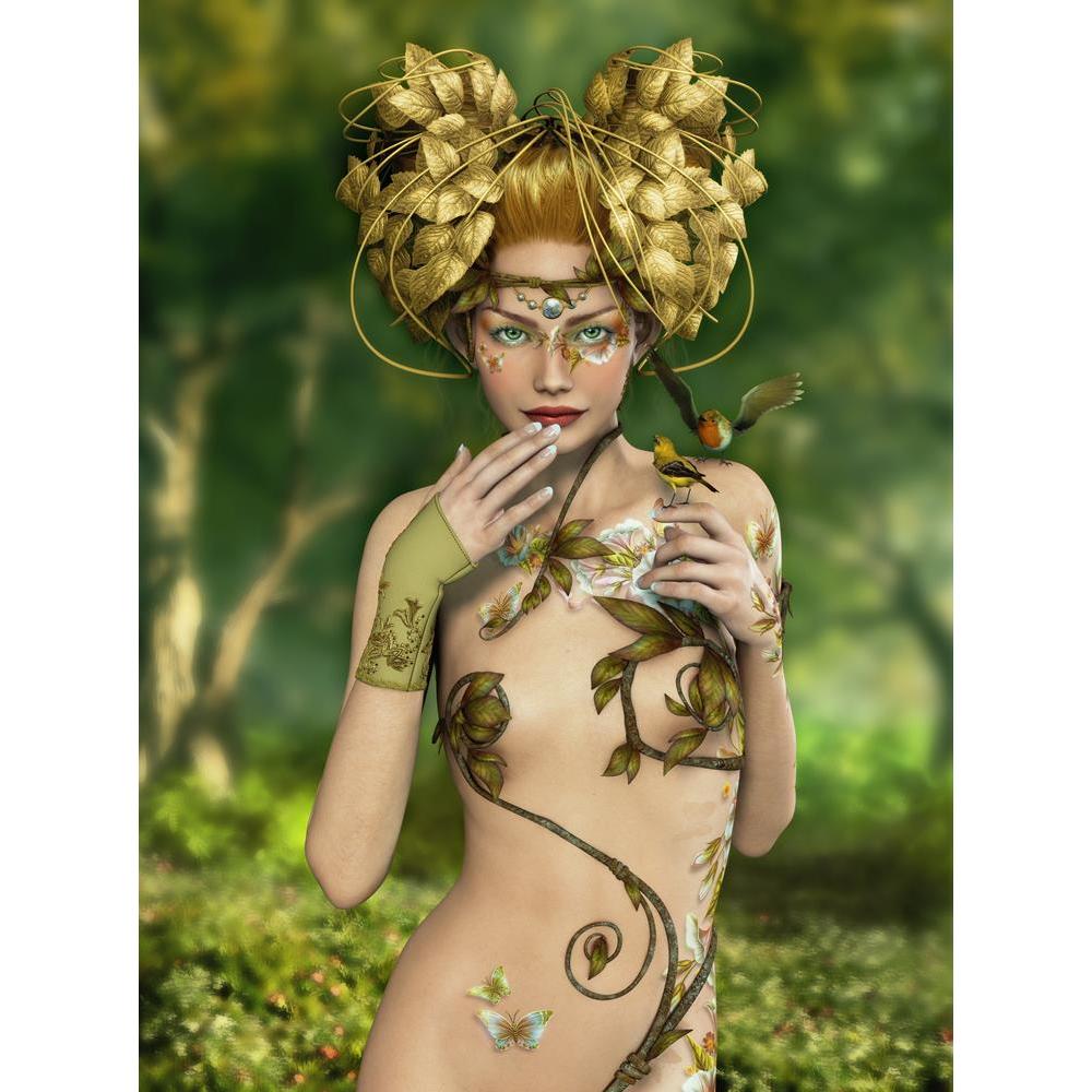 ArtzFolio Nymph Living in the Forest with Two Songbirds Unframed Premium Canvas Painting-Paintings Unframed Premium-AZ5005988ART_UN_RF_R-0-Image Code 5005988 Vishnu Image Folio Pvt Ltd, IC 5005988, ArtzFolio, Paintings Unframed Premium, Fantasy, Figurative, Digital Art, nymph, living, in, the, forest, with, two, songbirds, unframed, premium, canvas, painting, large, size, print, wall, for, room, without, frame, decorative, poster, art, pitaara, box, drawing, photography, amazonbasics, big, kids, designer, o