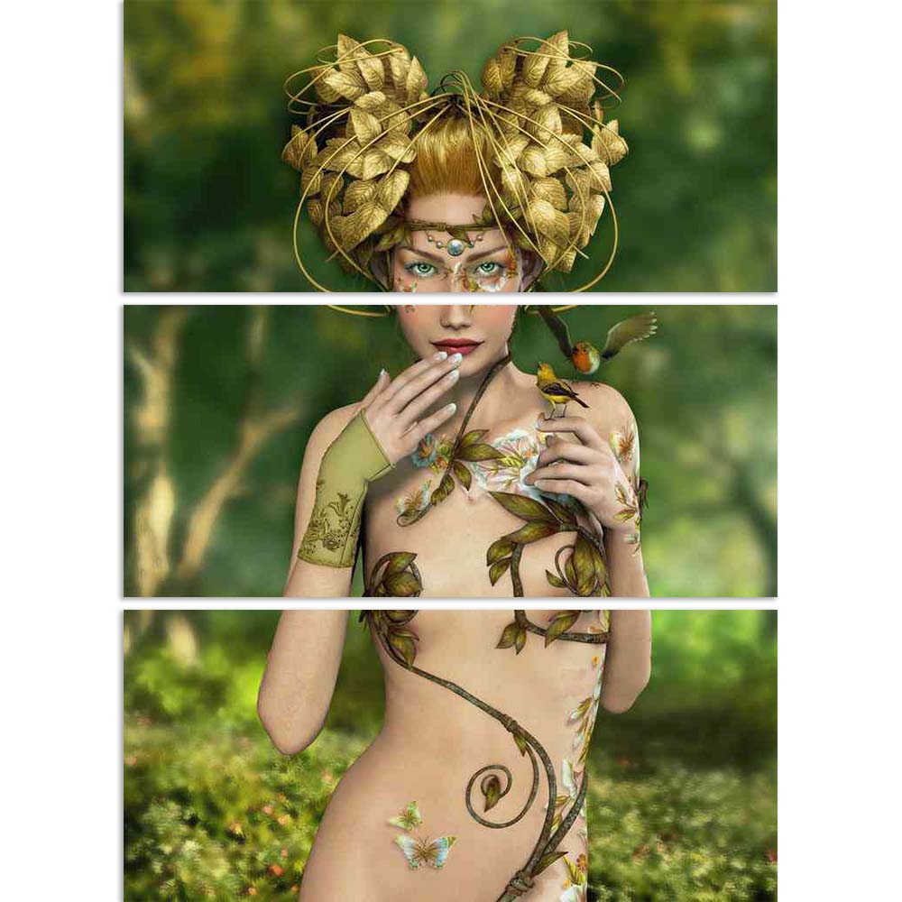 ArtzFolio Nymph Living in the Forest with Two Songbirds Split Art Painting Panel on Sunboard-Split Art Panels-AZ5005988SPL_FR_RF_R-0-Image Code 5005988 Vishnu Image Folio Pvt Ltd, IC 5005988, ArtzFolio, Split Art Panels, Fantasy, Figurative, Digital Art, nymph, living, in, the, forest, with, two, songbirds, split, art, painting, panel, on, sunboard, framed, canvas, print, wall, for, room, frame, poster, pitaara, box, large, size, drawing, big, office, reception, photography, of, kids, designer, decorative, 
