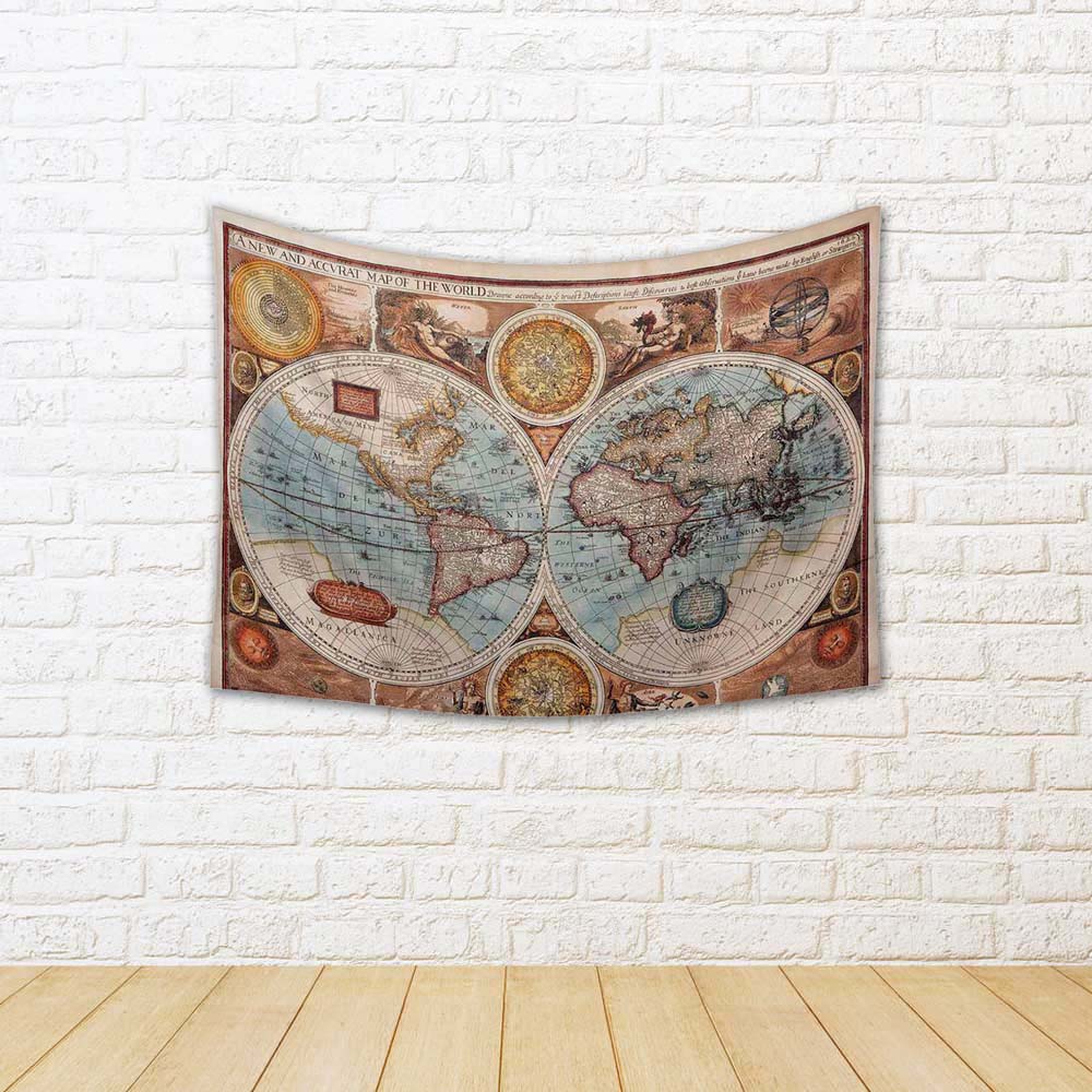 ArtzFolio Image of an Old Map 1626 of the World Fabric Tapestry Wall Hanging-Tapestries-AZ5005991TAP_RF_R-0-Image Code 5005991 Vishnu Image Folio Pvt Ltd, IC 5005991, ArtzFolio, Tapestries, Places, Vintage, Photography, image, of, an, old, map, 1626, the, world, fabric, tapestry, wall, hanging, abstract, africa, america, ancient, antique, art, asia, atlantic, atlas, australia, background, border, burnt, canvas, color, decorative, dirty, earth, europe, frame, geography, global, grunge, grungy, historic, hist