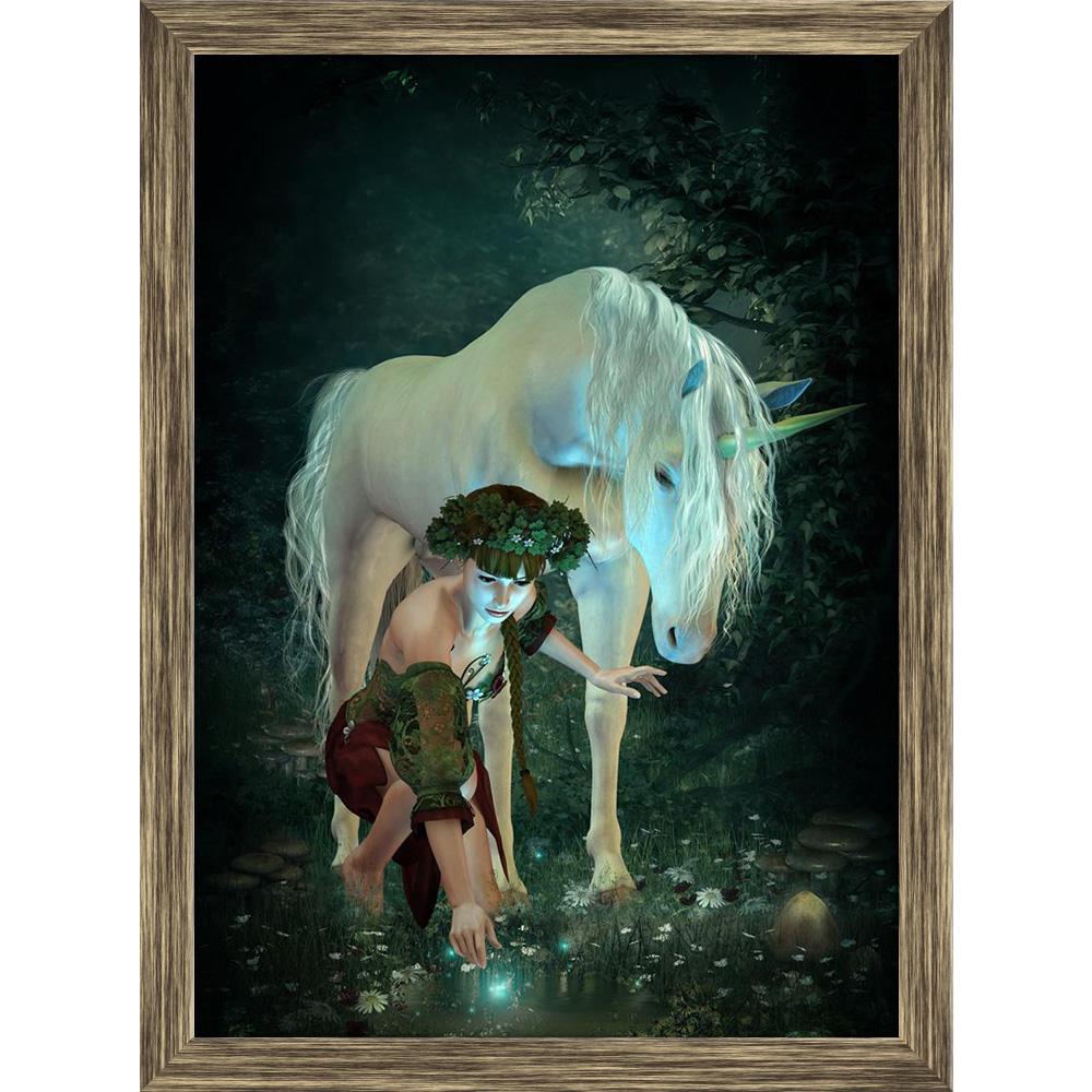 ArtzFolio Girl & a Unicorn Watching Fireflies at a Pond Canvas Painting-Paintings Wooden Framing-AZ5006009ART_FR_RF_R-0-Image Code 5006009 Vishnu Image Folio Pvt Ltd, IC 5006009, ArtzFolio, Paintings Wooden Framing, Animals, Fantasy, Figurative, Digital Art, girl, a, unicorn, watching, fireflies, at, pond, canvas, painting, 3d, art, braid, charming, cute, dress, elf, enchanting, fae, fairy, fairyland, fairytale, fay, female, firefly, flower, flourish, forest, glowworm, garden, gentle, gentleness, gleam, glo