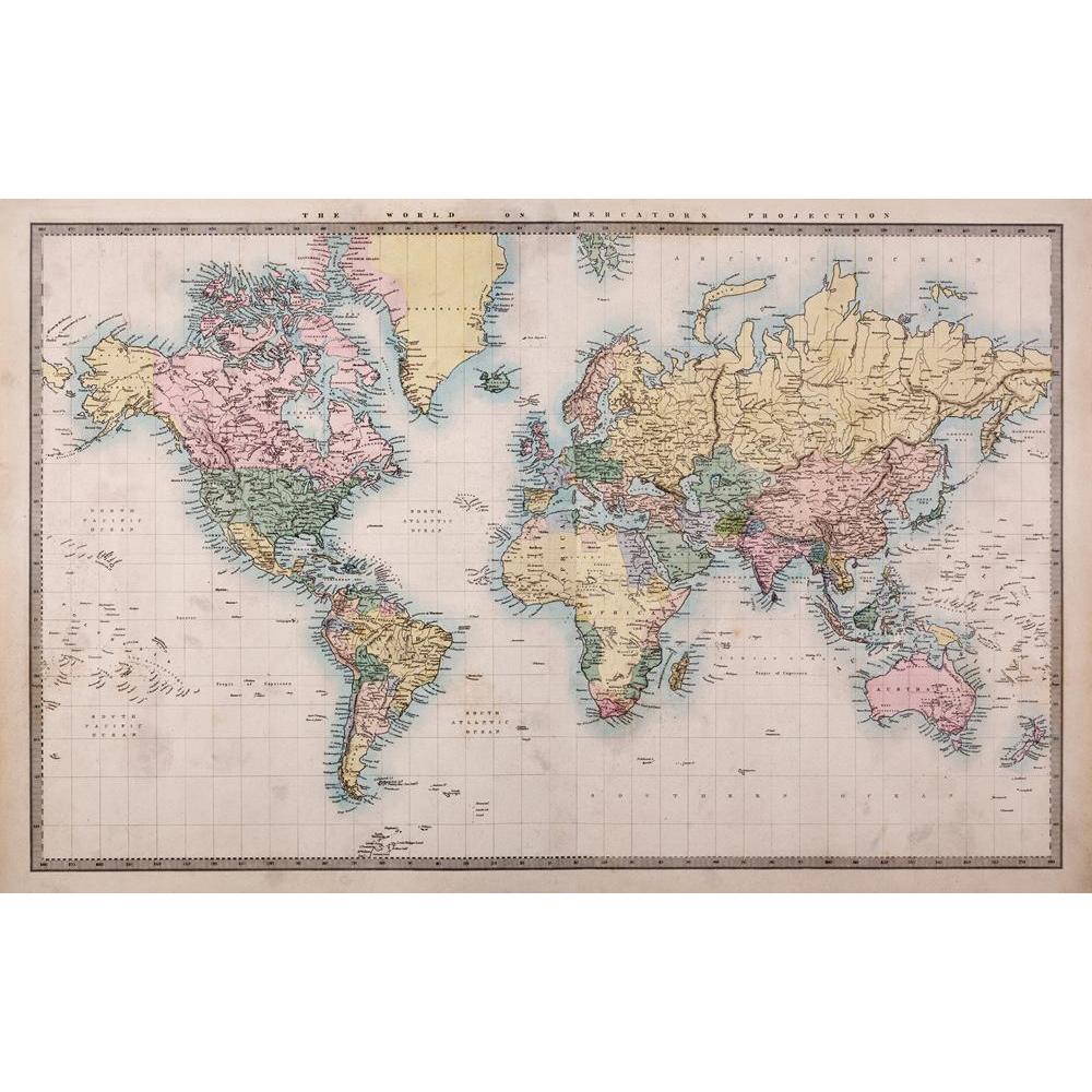 ArtzFolio World Map on Mercators Projection Circa 1860 Unframed Premium Canvas Painting-Paintings Unframed Premium-AZ5006019ART_UN_RF_R-0-Image Code 5006019 Vishnu Image Folio Pvt Ltd, IC 5006019, ArtzFolio, Paintings Unframed Premium, Places, Vintage, Photography, world, map, on, mercators, projection, circa, 1860, unframed, premium, canvas, painting, large, size, print, wall, for, living, room, without, frame, decorative, poster, art, pitaara, box, drawing, amazonbasics, big, kids, designer, office, recep