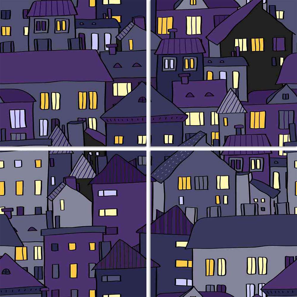 ArtzFolio Panorama View Old Town At Night In Violet Split Art Painting Panel on Sunboard-Split Art Panels-AZ5006021SPL_FR_RF_R-0-Image Code 5006021 Vishnu Image Folio Pvt Ltd, IC 5006021, ArtzFolio, Split Art Panels, Kids, Places, Digital Art, panorama, view, old, town, at, night, in, violet, split, art, painting, panel, on, sunboard, framed, canvas, print, wall, for, living, room, with, frame, poster, pitaara, box, large, size, drawing, big, office, reception, photography, of, designer, decorative, amazonb