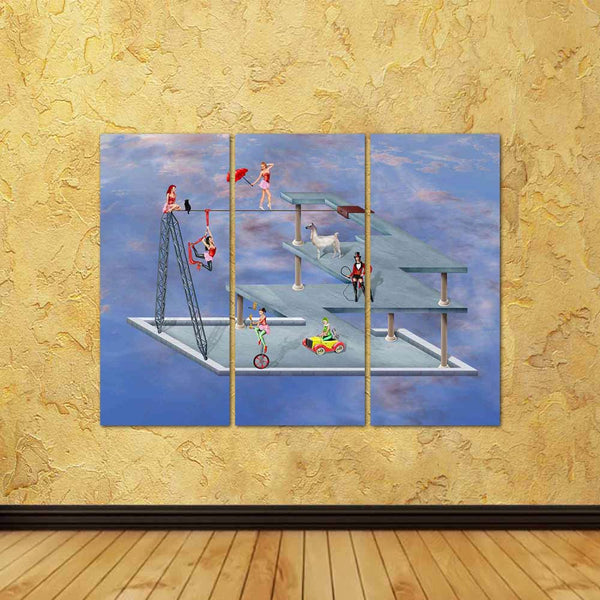 ArtzFolio Circus Performers In An Impossible Surreal Circus Split Art Painting Panel on Sunboard-Split Art Panels-AZ5006024SPL_FR_RF_R-0-Image Code 5006024 Vishnu Image Folio Pvt Ltd, IC 5006024, ArtzFolio, Split Art Panels, Abstract, Surrealism, Digital Art, circus, performers, in, an, impossible, surreal, split, art, painting, panel, on, sunboard, framed, canvas, print, wall, for, living, room, with, frame, poster, pitaara, box, large, size, drawing, big, office, reception, photography, of, kids, designer