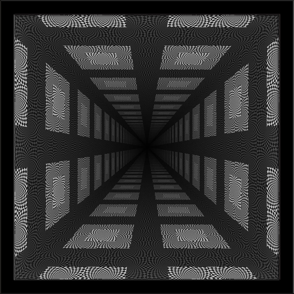 Abstract Black & White Perspective Check Effect Painting Poster Frame - Regular Art Framed - ArtzFolio.com
