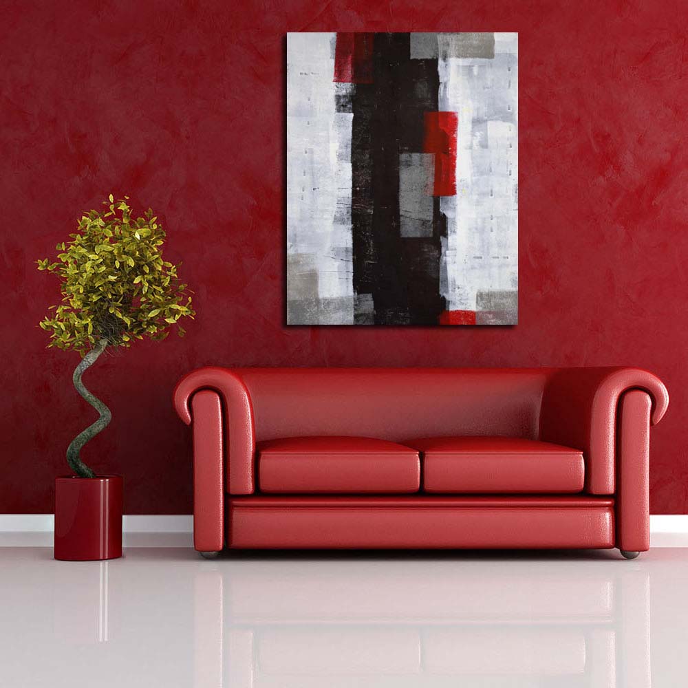 Artzfolio Abstract Grey Red Artwork