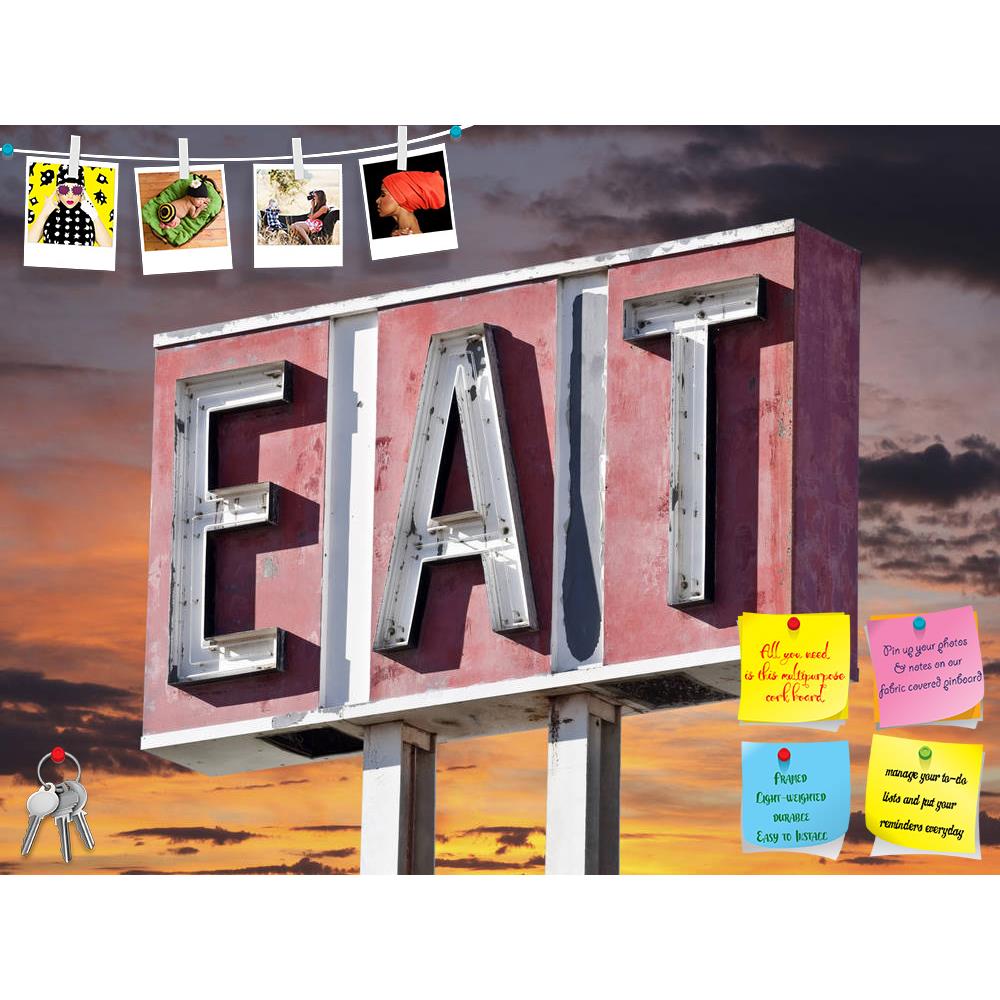 ArtzFolio Retro Faded Eat Sign With Sunset Sky Printed Bulletin Board Notice Pin Board Soft Board | Frameless-Bulletin Boards Frameless-AZ5006106BLB_FL_RF_R-0-Image Code 5006106 Vishnu Image Folio Pvt Ltd, IC 5006106, ArtzFolio, Bulletin Boards Frameless, Food & Beverage, Places, Photography, retro, faded, eat, sign, with, sunset, sky, printed, bulletin, board, notice, pin, soft, frameless, isolated, object, neon, cafe, restaurant, ruin, old, vintage, worn, americana, travel, location, usa, breakfast, diner