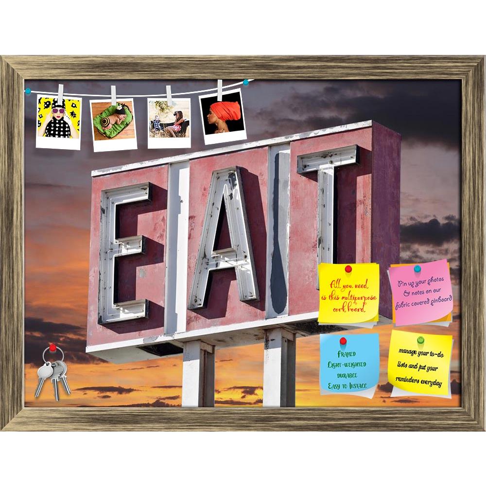 ArtzFolio Retro Faded Eat Sign With Sunset Sky Printed Bulletin Board Notice Pin Board Soft Board | Framed-Bulletin Boards Framed-AZ5006106BLB_FR_RF_R-0-Image Code 5006106 Vishnu Image Folio Pvt Ltd, IC 5006106, ArtzFolio, Bulletin Boards Framed, Food & Beverage, Places, Photography, retro, faded, eat, sign, with, sunset, sky, printed, bulletin, board, notice, pin, soft, framed, isolated, object, neon, cafe, restaurant, ruin, old, vintage, worn, americana, travel, location, usa, breakfast, diner, dinner, di