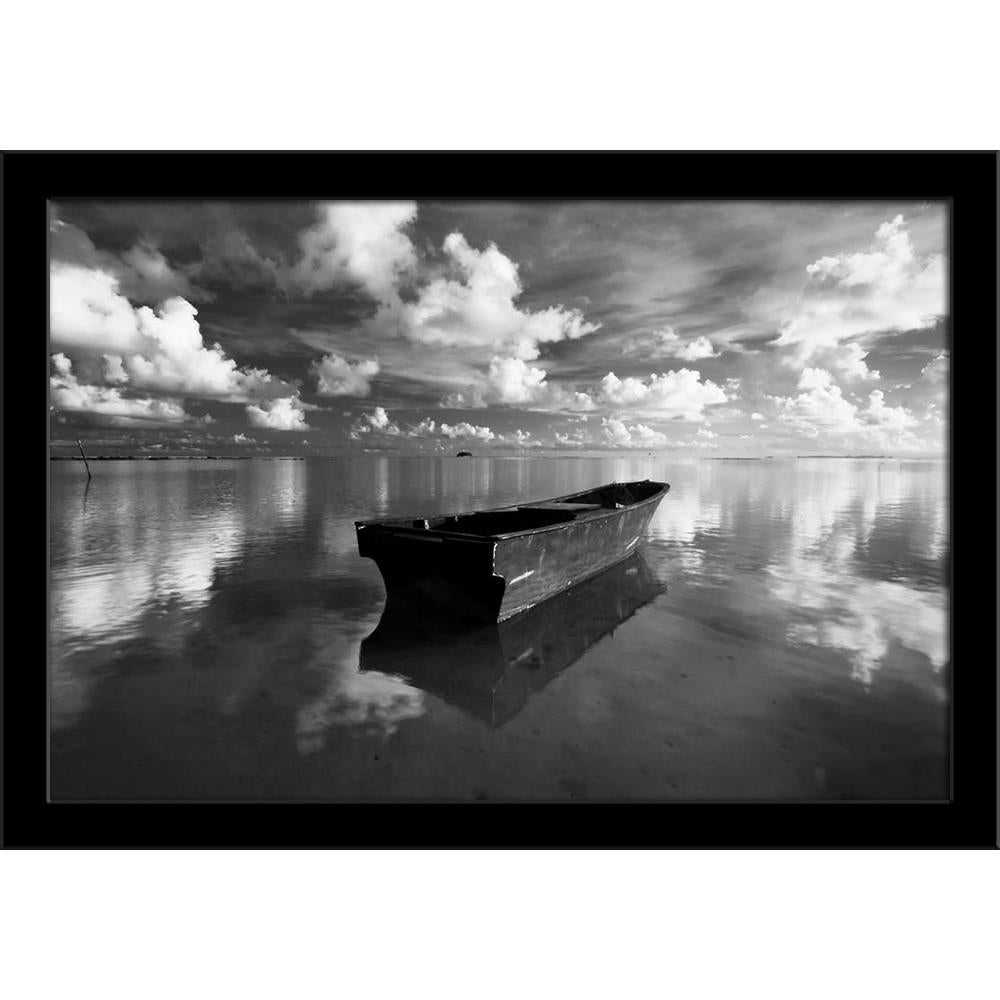 Lonely Boat & Reflection of Clouds & Sky, Malaysia Painting Poster Frame-Regular Art Framed-REG_FR-IC 5006108 IC 5006108, Art and Paintings, Asian, Black, Black and White, Boats, Fine Art Reprint, Nature, Nautical, Scenic, Sunrises, White, lonely, boat, reflection, of, clouds, sky, malaysia, painting, poster, frame, and, alone, asia, beach, borneo, cloud, fine, art, floating, mirror, sabah, sea, sunrise, water, artzfolio, wall decor for living room, wall frames for living room, frames for living room, wall 
