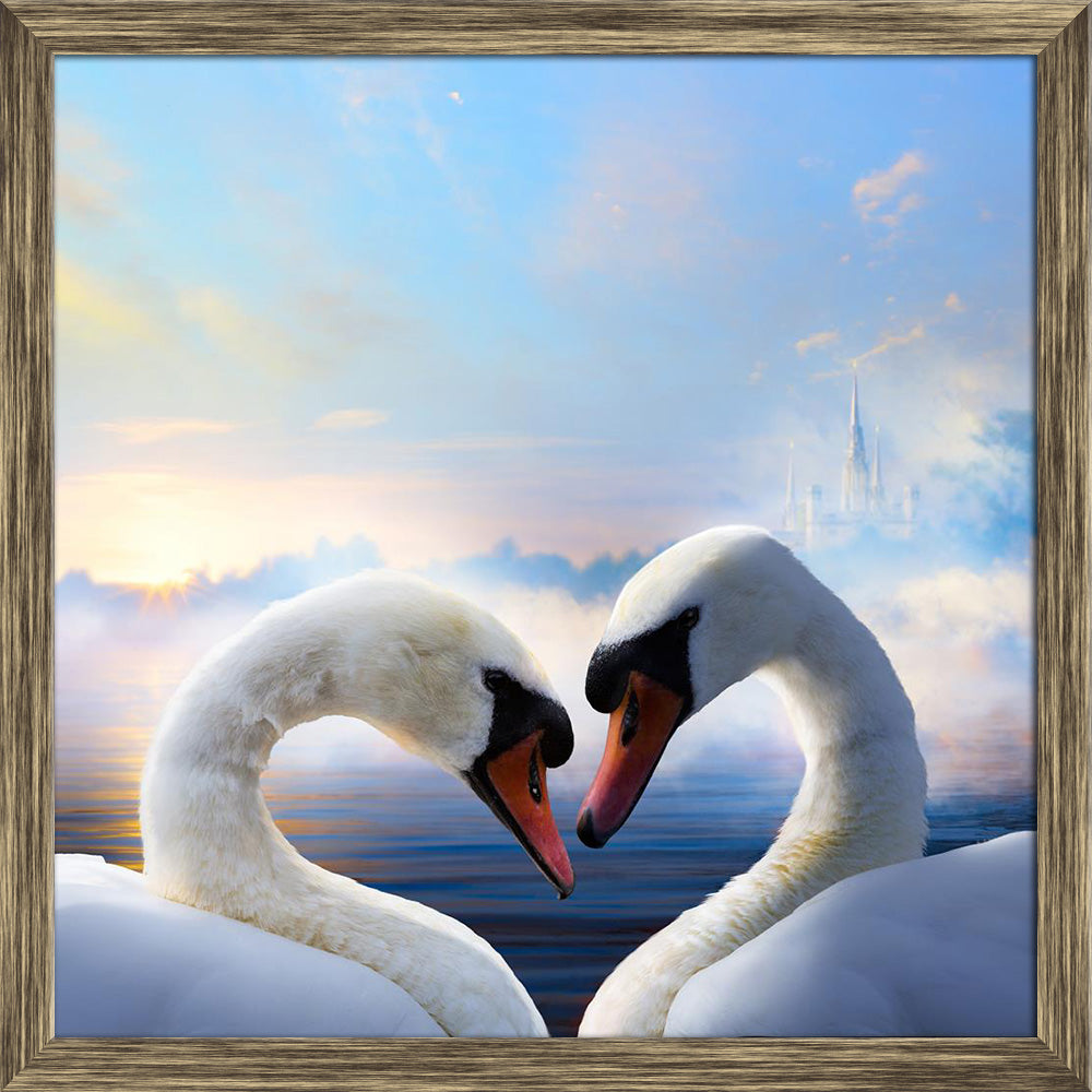 ArtzFolio Pair of Swans in Love Floating on the Water Canvas Painting-Paintings Wooden Framing-AZ5006127ART_FR_RF_R-0-Image Code 5006127 Vishnu Image Folio Pvt Ltd, IC 5006127, ArtzFolio, Paintings Wooden Framing, Birds, Photography, pair, of, swans, in, love, floating, on, the, water, canvas, painting, background, beautiful, beauty, bird, blue, bright, calm, day, elegant, graceful, lake, landscape, light, lovely, mirror, mist, morning, nature, peace, peaceful, purity, reflection, romance, scene, scenic, sk