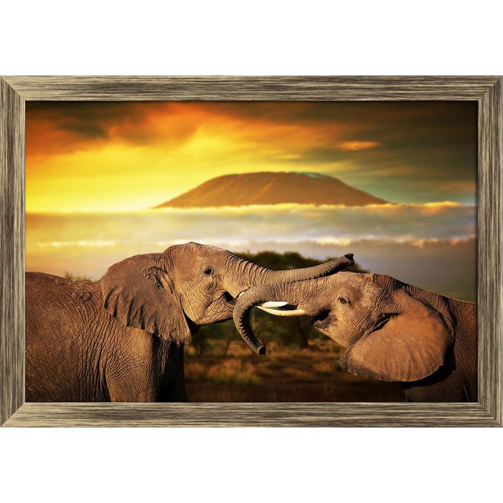 ArtzFolio Elephants Playing With Their Trunks On Mount Kilimanjaro Canvas Painting Synthetic Frame-Paintings Synthetic Framing-AZ5006266ART_FR_RF_R-0-Image Code 5006266 Vishnu Image Folio Pvt Ltd, IC 5006266, ArtzFolio, Paintings Synthetic Framing, Animals, Photography, elephants, playing, with, their, trunks, on, mount, kilimanjaro, canvas, painting, synthetic, frame, framed, print, wall, for, living, room, poster, pitaara, box, large, size, drawing, art, split, big, office, reception, of, kids, panel, des