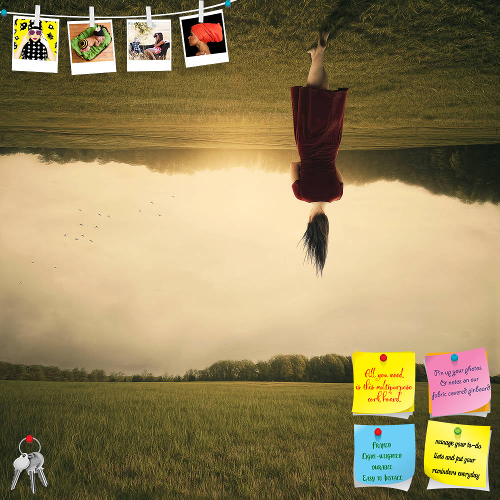 ArtzFolio Surreal Woman Walks Through A Field Upside Down Printed Bulletin Board Notice Pin Board Soft Board | Frameless-Bulletin Boards Frameless-AZ5006268BLB_FL_RF_R-0-Image Code 5006268 Vishnu Image Folio Pvt Ltd, IC 5006268, ArtzFolio, Bulletin Boards Frameless, Fantasy, Figurative, Photography, surreal, woman, walks, through, a, field, upside, down, printed, bulletin, board, notice, pin, soft, frameless, dress, red, float, sky, abstract, girl, walk, grass, nature, clouds, concept, hair, pin up board, p