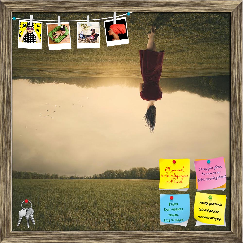 ArtzFolio Surreal Woman Walks Through A Field Upside Down Printed Bulletin Board Notice Pin Board Soft Board | Framed-Bulletin Boards Framed-AZ5006268BLB_FR_RF_R-0-Image Code 5006268 Vishnu Image Folio Pvt Ltd, IC 5006268, ArtzFolio, Bulletin Boards Framed, Fantasy, Figurative, Photography, surreal, woman, walks, through, a, field, upside, down, printed, bulletin, board, notice, pin, soft, framed, dress, red, float, sky, abstract, girl, walk, grass, nature, clouds, concept, hair, pin up board, push pin boar