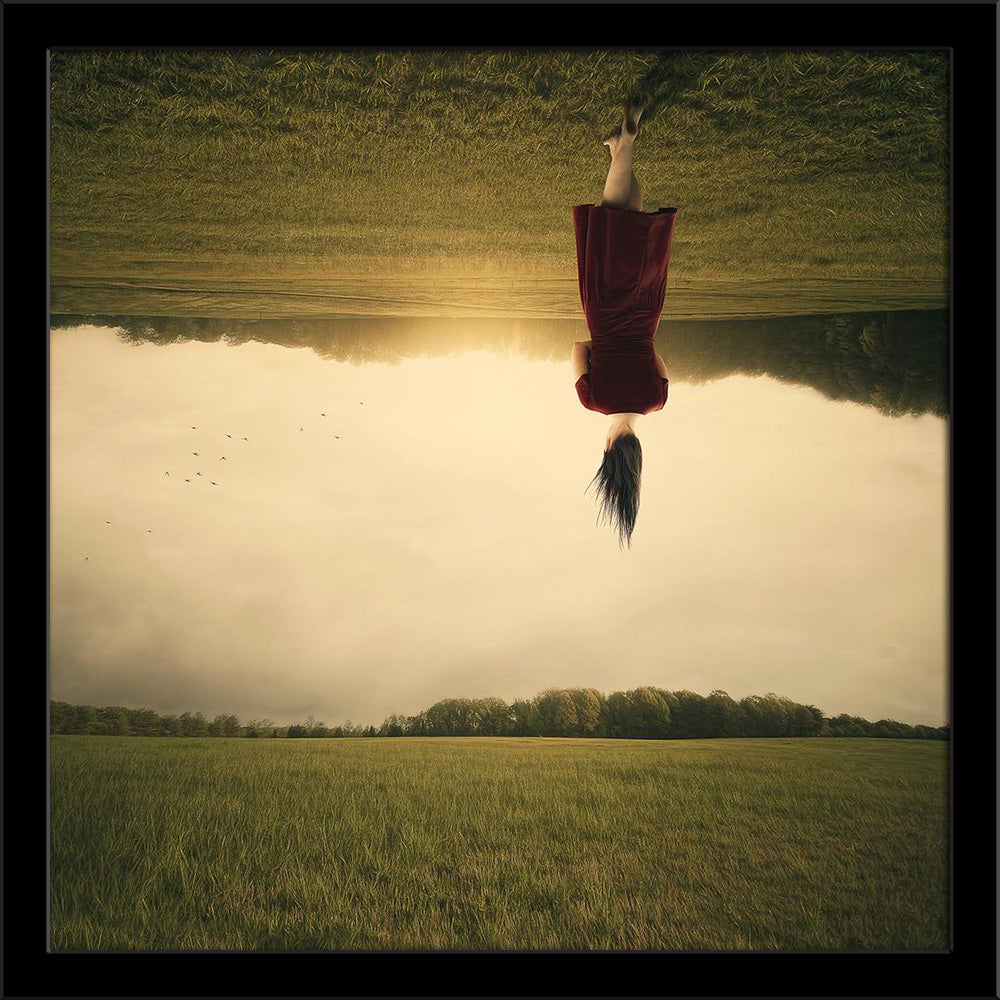Surreal Woman Walks Through A Field Upside Down Painting Poster Frame-Regular Art Framed-REG_FR-IC 5006268 IC 5006268, Abstract Expressionism, Abstracts, Nature, Scenic, Semi Abstract, Surrealism, surreal, woman, walks, through, a, field, upside, down, painting, poster, frame, concept, abstract, clouds, dress, float, girl, grass, hair, red, sky, walk, artzfolio, wall decor for living room, wall frames for living room, frames for living room, wall art, canvas painting, wall frame, scenery, panting, paintings