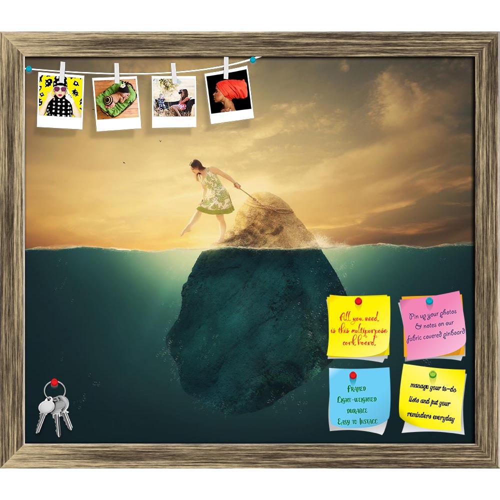 ArtzFolio Woman Tied To A Rock In The Deep Waters Printed Bulletin Board Notice Pin Board Soft Board | Framed-Bulletin Boards Framed-AZ5006269BLB_FR_RF_R-0-Image Code 5006269 Vishnu Image Folio Pvt Ltd, IC 5006269, ArtzFolio, Bulletin Boards Framed, Conceptual, Photography, woman, tied, to, a, rock, in, the, deep, waters, printed, bulletin, board, notice, pin, soft, framed, stone, lost, ocean, water, lake, waves, blue, sky, sunset, sunrise, nature, surreal, girl, pin up board, push pin board, extra large co