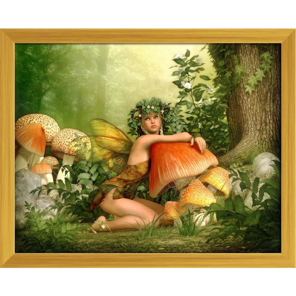 ArtzFolio Fairy With A Wreath On Her Head Canvas Painting