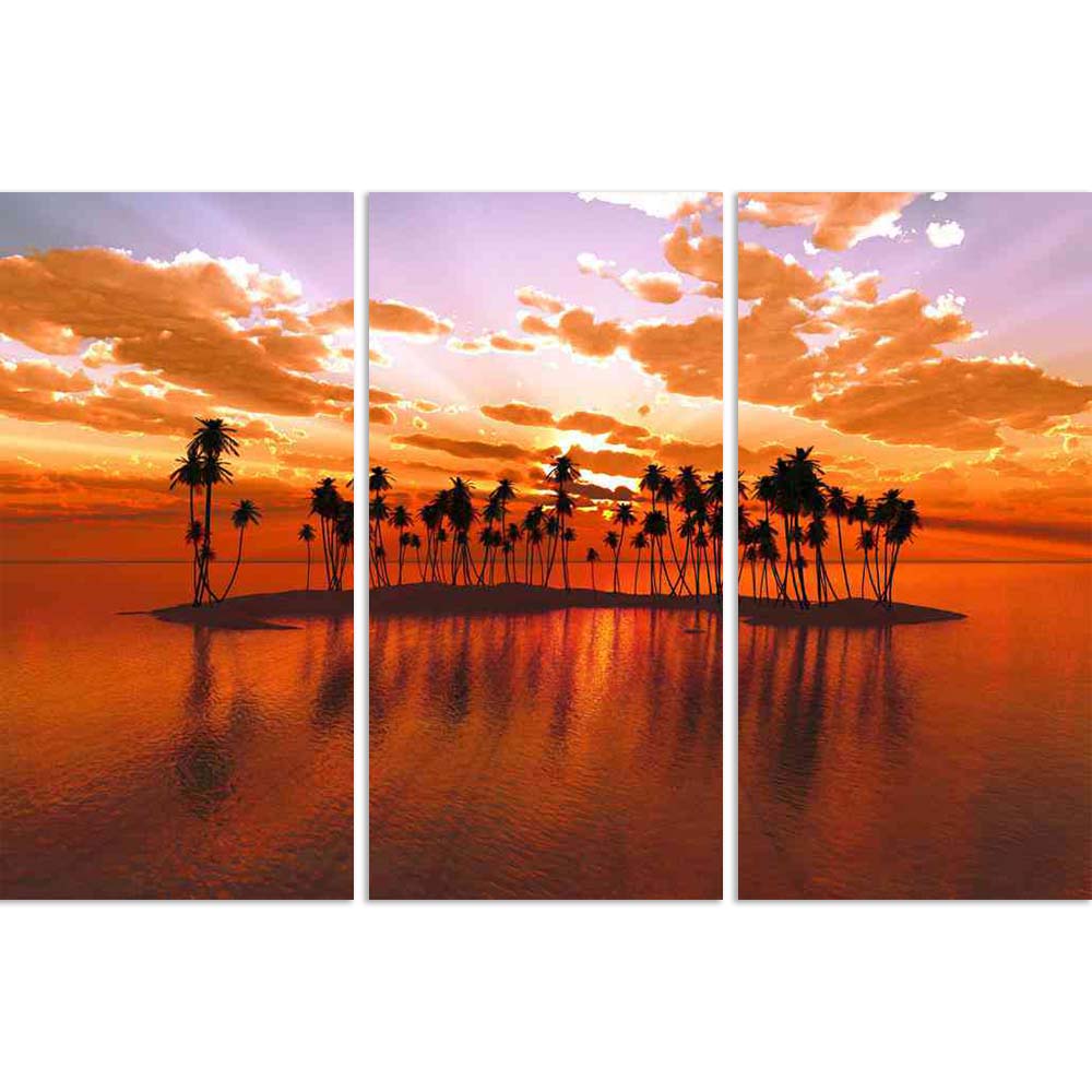 ArtzFolio Coconut Palms At Red Sunset Rays Over Tropic Atoll Split Art Painting Panel on Sunboard-Split Art Panels-AZ5006314SPL_FR_RF_R-0-Image Code 5006314 Vishnu Image Folio Pvt Ltd, IC 5006314, ArtzFolio, Split Art Panels, Landscapes, Photography, coconut, palms, at, red, sunset, rays, over, tropic, atoll, split, art, painting, panel, on, sunboard, framed, canvas, print, wall, for, living, room, with, frame, poster, pitaara, box, large, size, drawing, big, office, reception, of, kids, designer, decorativ