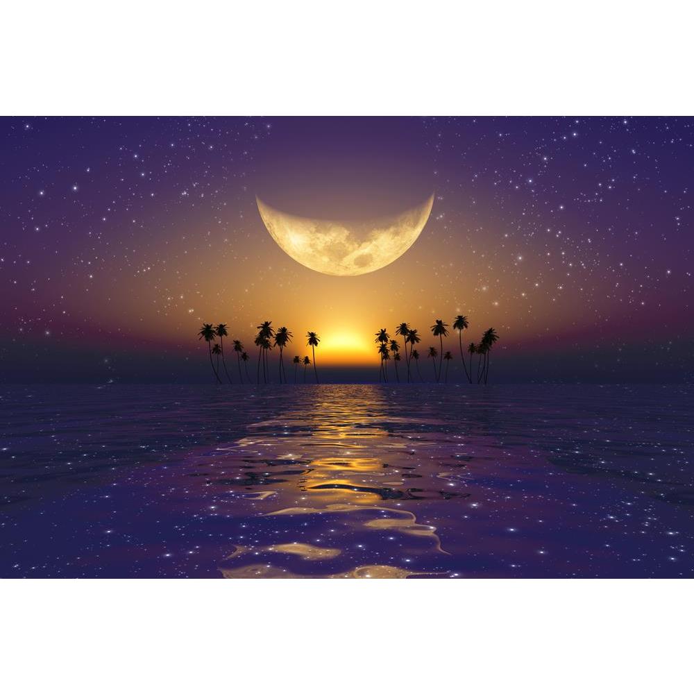 ArtzFolio Big Yellow Moon Over Purple Sunset At Tropical Sea Unframed Premium Canvas Painting-Paintings Unframed Premium-AZ5006345ART_UN_RF_R-0-Image Code 5006345 Vishnu Image Folio Pvt Ltd, IC 5006345, ArtzFolio, Paintings Unframed Premium, Landscapes, Digital Art, big, yellow, moon, over, purple, sunset, at, tropical, sea, unframed, premium, canvas, painting, large, size, print, wall, for, living, room, without, frame, decorative, poster, art, pitaara, box, drawing, photography, amazonbasics, kids, design