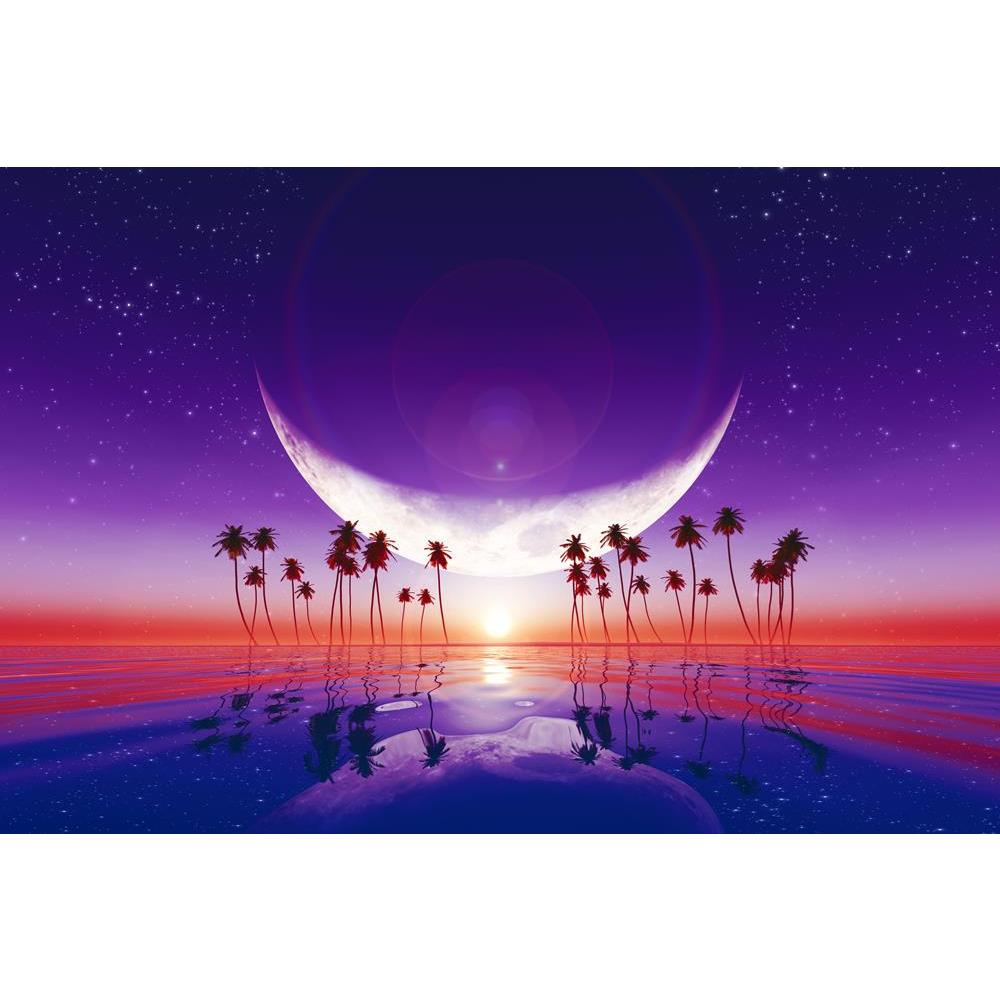 ArtzFolio Big Moon Over Purple Sunset At Tropical Sea Canvas Painting-Paintings MDF Framing-AZ5006348ART_UN_RF_R-0-Image Code 5006348 Vishnu Image Folio Pvt Ltd, IC 5006348, ArtzFolio, Paintings MDF Framing, Landscapes, Digital Art, big, moon, over, purple, sunset, at, tropical, sea, canvas, painting, framed, print, wall, for, living, room, with, frame, poster, pitaara, box, large, size, drawing, art, split, office, reception, photography, of, kids, panel, designer, decorative, amazonbasics, reprint, small,