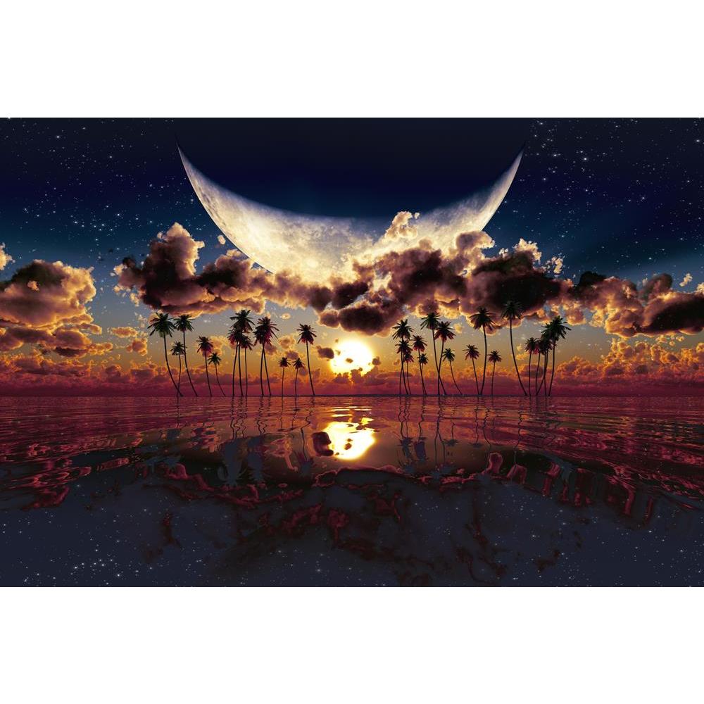 ArtzFolio Large Moon Over Dramatic Sunset Canvas Painting-Paintings MDF Framing-AZ5006354ART_UN_RF_R-0-Image Code 5006354 Vishnu Image Folio Pvt Ltd, IC 5006354, ArtzFolio, Paintings MDF Framing, Landscapes, Digital Art, large, moon, over, dramatic, sunset, canvas, painting, framed, print, wall, for, living, room, with, frame, poster, pitaara, box, size, drawing, art, split, big, office, reception, photography, of, kids, panel, designer, decorative, amazonbasics, reprint, small, bedroom, on, scenery, island