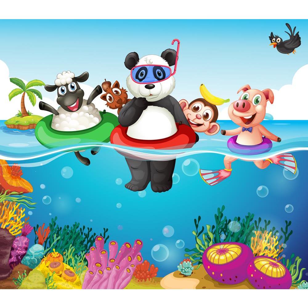 ArtzFolio Animals Swimming In The Ocean Unframed Premium Canvas Painting-Paintings Unframed Premium-AZ5006400ART_UN_RF_R-0-Image Code 5006400 Vishnu Image Folio Pvt Ltd, IC 5006400, ArtzFolio, Paintings Unframed Premium, Animals, Kids, Digital Art, swimming, in, the, ocean, unframed, premium, canvas, painting, large, size, print, wall, for, living, room, without, frame, decorative, poster, art, pitaara, box, drawing, photography, amazonbasics, big, designer, office, reception, reprint, bedroom, panel, panel