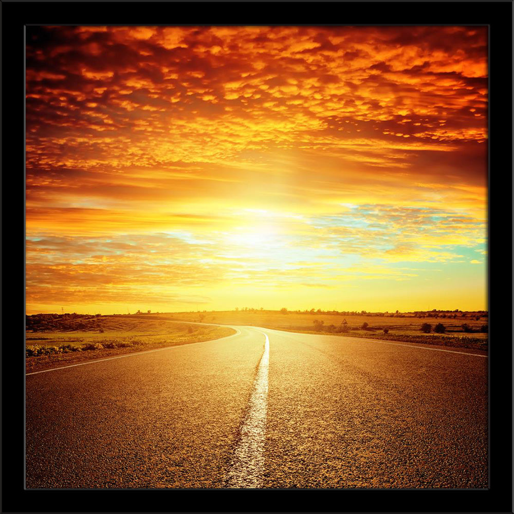 Good Red Sunset & Asphalt Road To Horizon Painting Poster Frame-Regular Art Framed-REG_FR-IC 5006487 IC 5006487, Automobiles, Countries, Fantasy, Landscapes, Nature, Perspective, Rural, Scenic, Sunrises, Sunsets, Transportation, Travel, Vehicles, good, red, sunset, asphalt, road, to, horizon, painting, poster, frame, background, blue, cloud, cloudy, color, country, destination, dramatic, drive, dusk, empty, field, freedom, freeway, green, highway, journey, landscape, light, line, meadow, motion, nobody, ora
