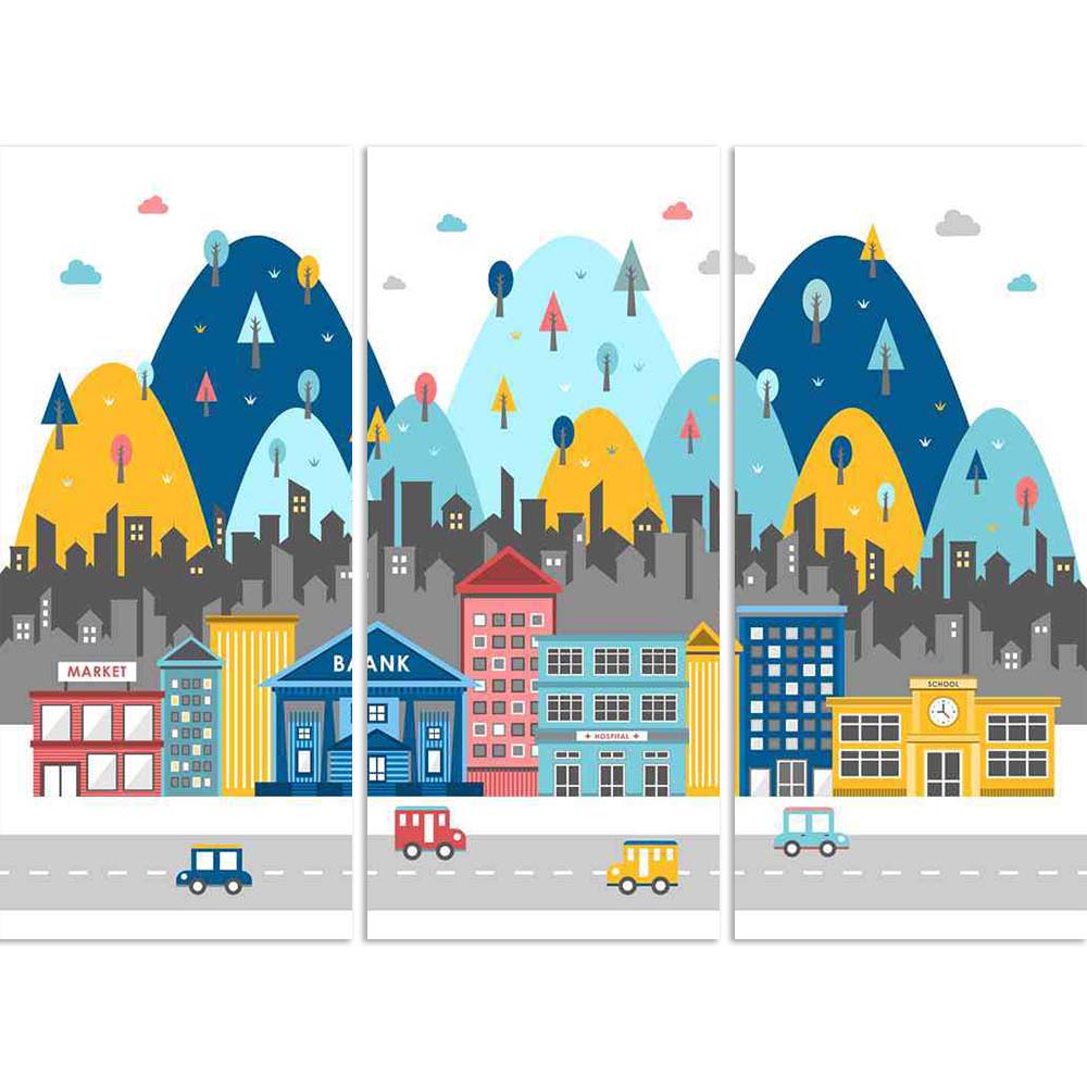 ArtzFolio Colorful City Street Scene In Flat Design Style Split Art Painting Panel on Sunboard-Split Art Panels-AZ5006497SPL_FR_RF_R-0-Image Code 5006497 Vishnu Image Folio Pvt Ltd, IC 5006497, ArtzFolio, Split Art Panels, Kids, Places, Digital Art, colorful, city, street, scene, in, flat, design, style, split, art, painting, panel, on, sunboard, framed, canvas, print, wall, for, living, room, with, frame, poster, pitaara, box, large, size, drawing, big, office, reception, photography, of, designer, decorat