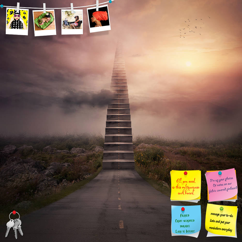 ArtzFolio A Road Turns Into A Staircase Up To The Clouds Printed Bulletin Board Notice Pin Board Soft Board | Frameless-Bulletin Boards Frameless-AZ5006533BLB_FL_RF_R-0-Image Code 5006533 Vishnu Image Folio Pvt Ltd, IC 5006533, ArtzFolio, Bulletin Boards Frameless, Conceptual, Digital Art, a, road, turns, into, staircase, up, to, the, clouds, printed, bulletin, board, notice, pin, soft, frameless, path, street, asphalt, follow, steps, stairs, sky, sunrise, sunset, surreal, concept, walk, drive, travel, natu